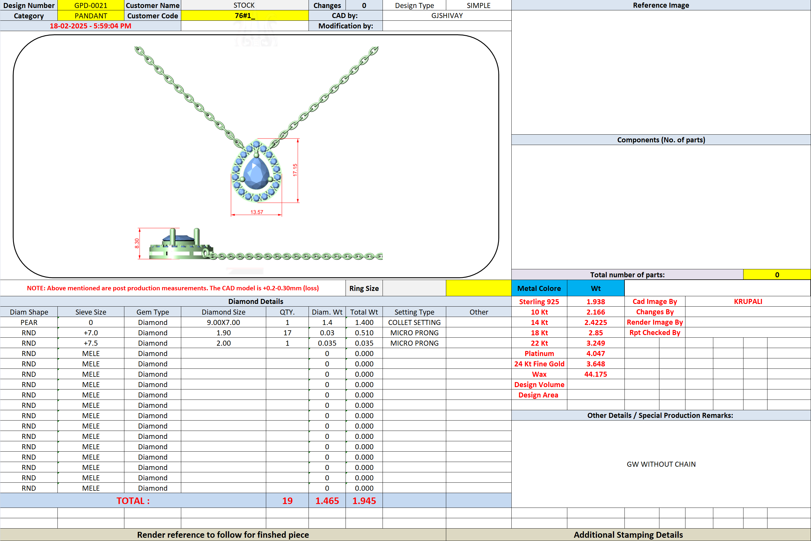 1.95 Ct. Floating Pear Diamond Halo Pendant Necklace (GPD-0021) 13