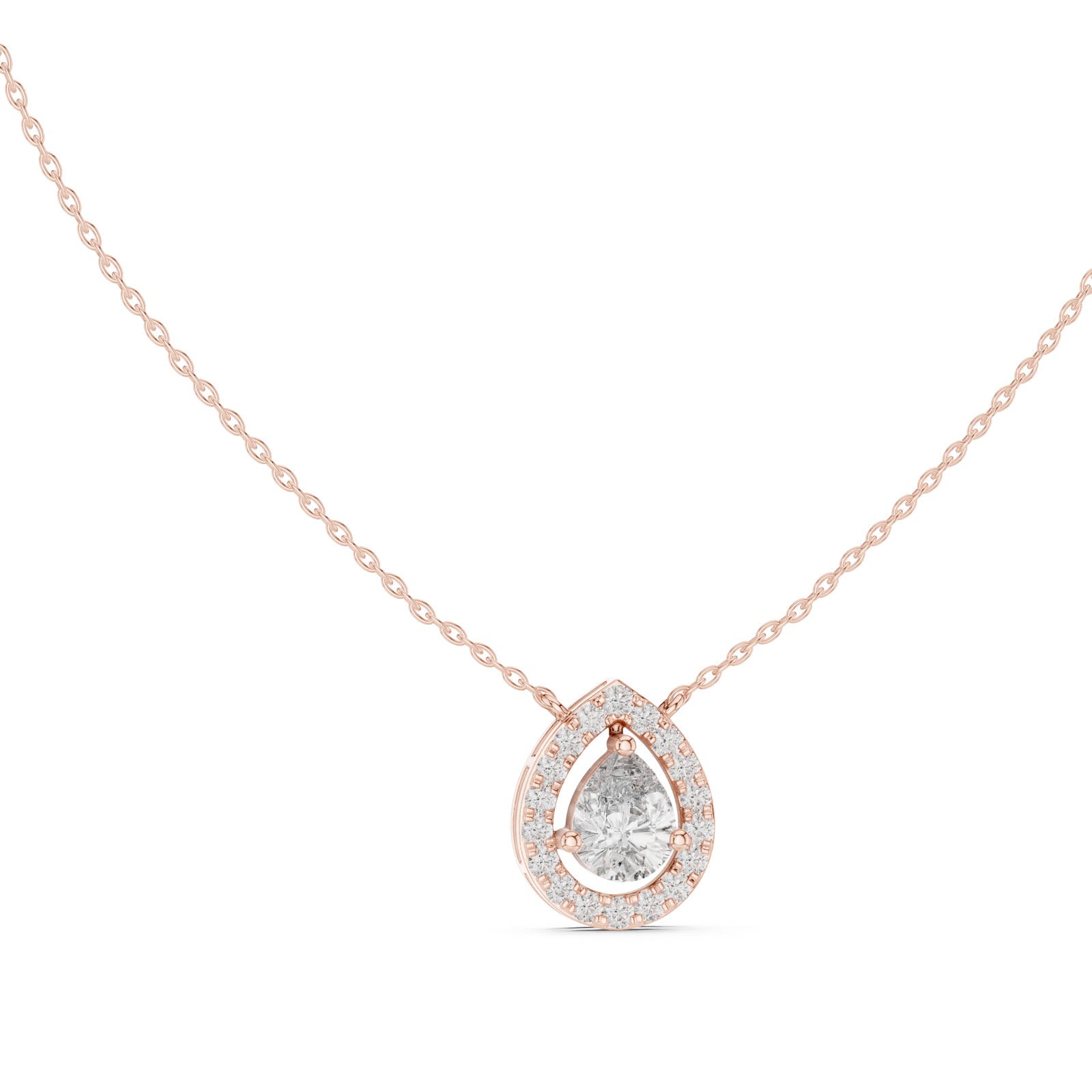 1.95 Ct. Floating Pear Diamond Halo Pendant Necklace (GPD-0021)