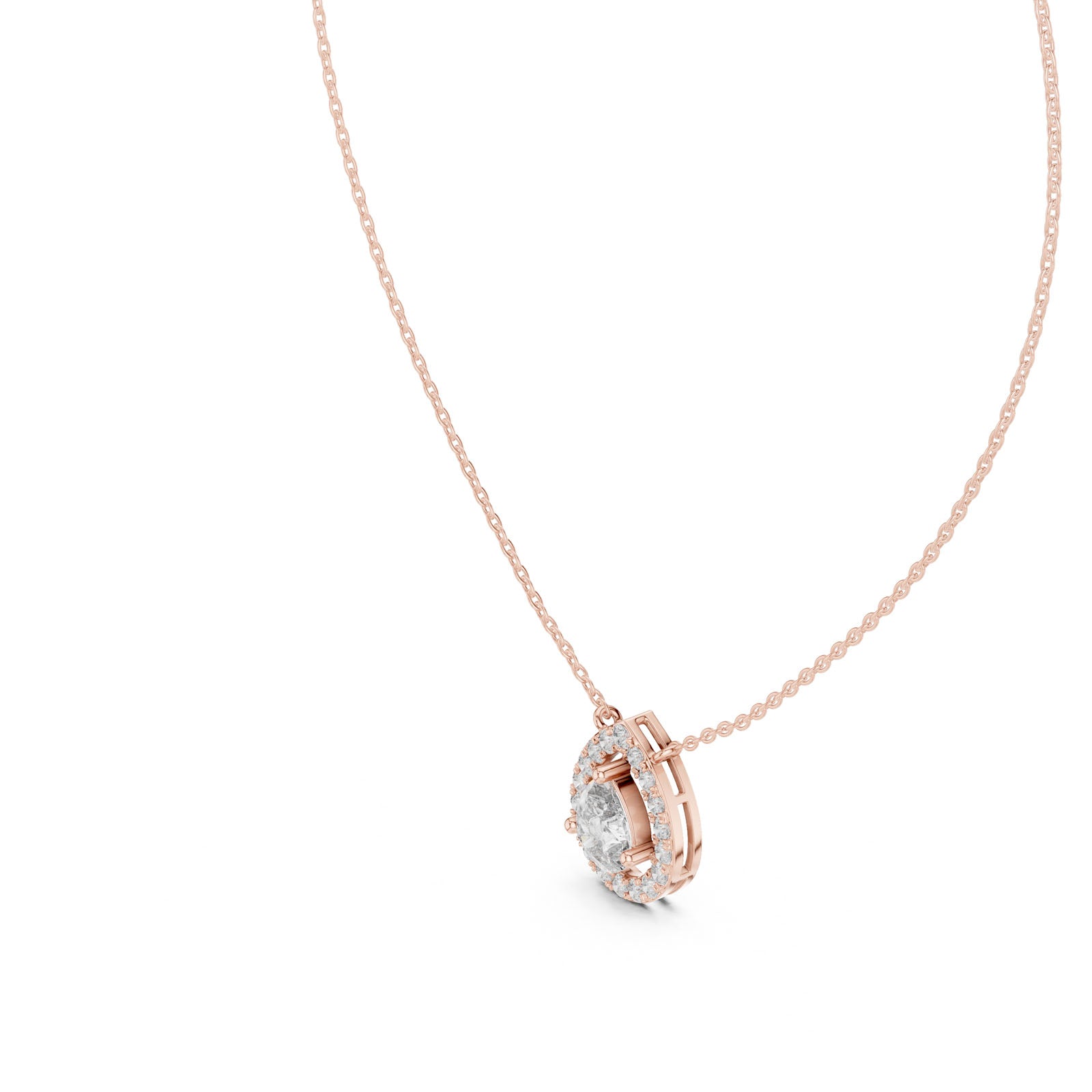 1.95 Ct. Floating Pear Diamond Halo Pendant Necklace (GPD-0021) 5