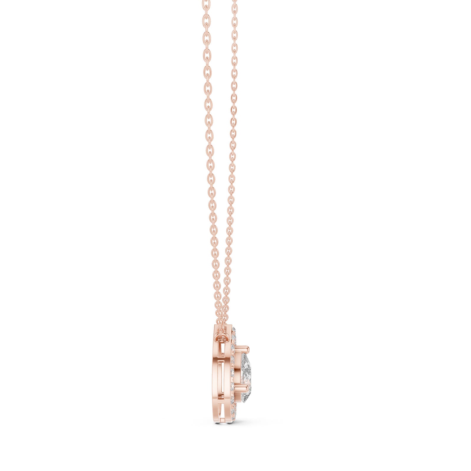 1.95 Ct. Floating Pear Diamond Halo Pendant Necklace (GPD-0021) 4