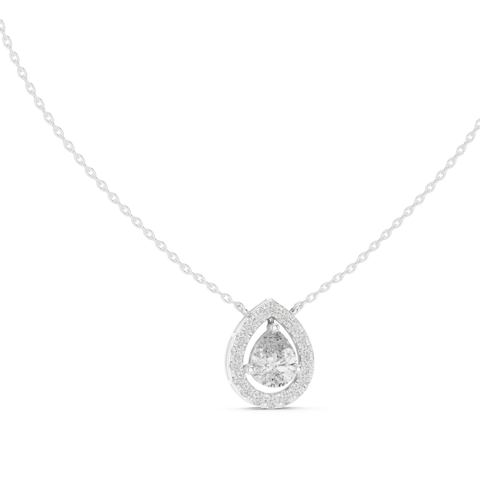 1.95 Ct. Floating Pear Diamond Halo Pendant Necklace (GPD-0021) 9