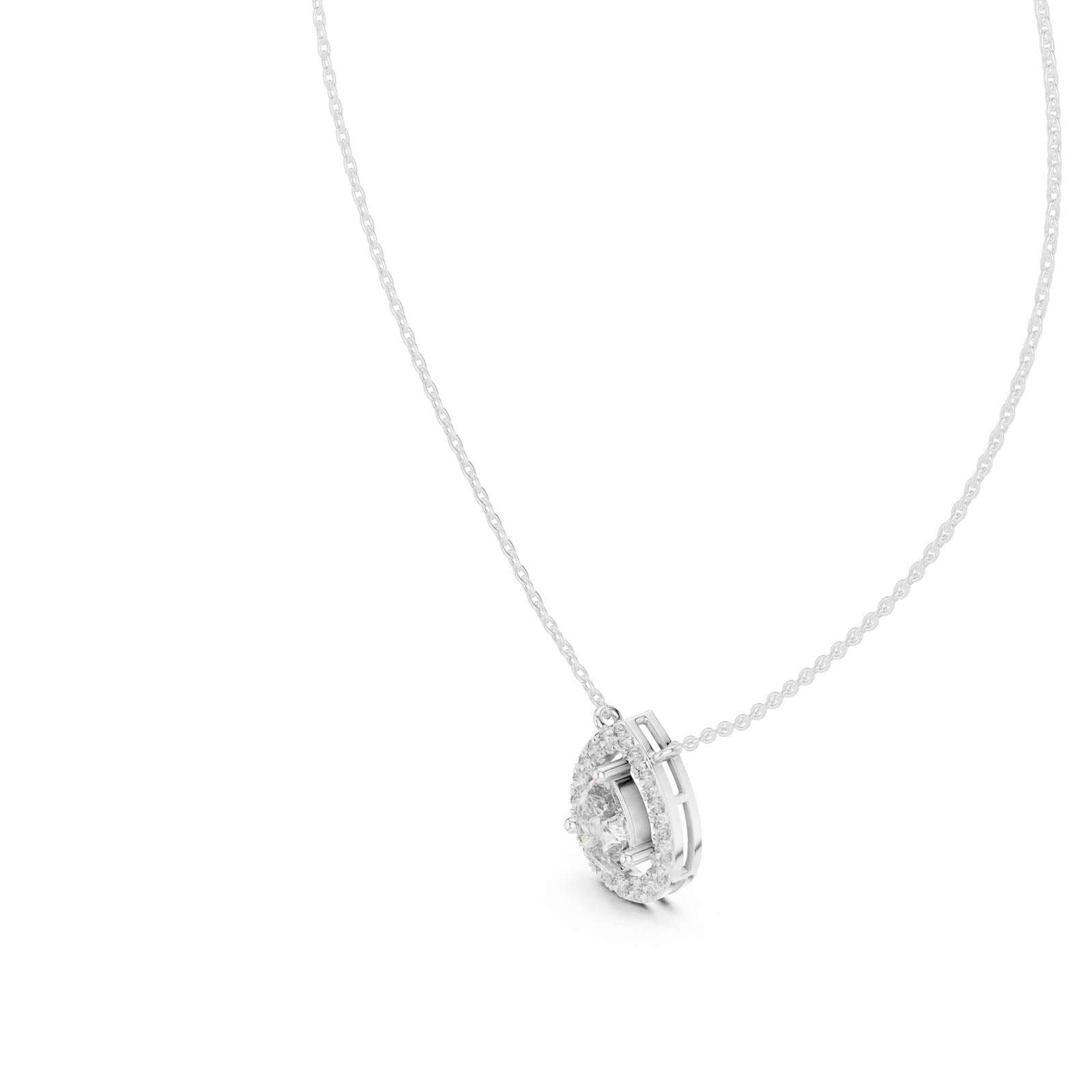 1.95 Ct. Floating Pear Diamond Halo Pendant Necklace (GPD-0021)
