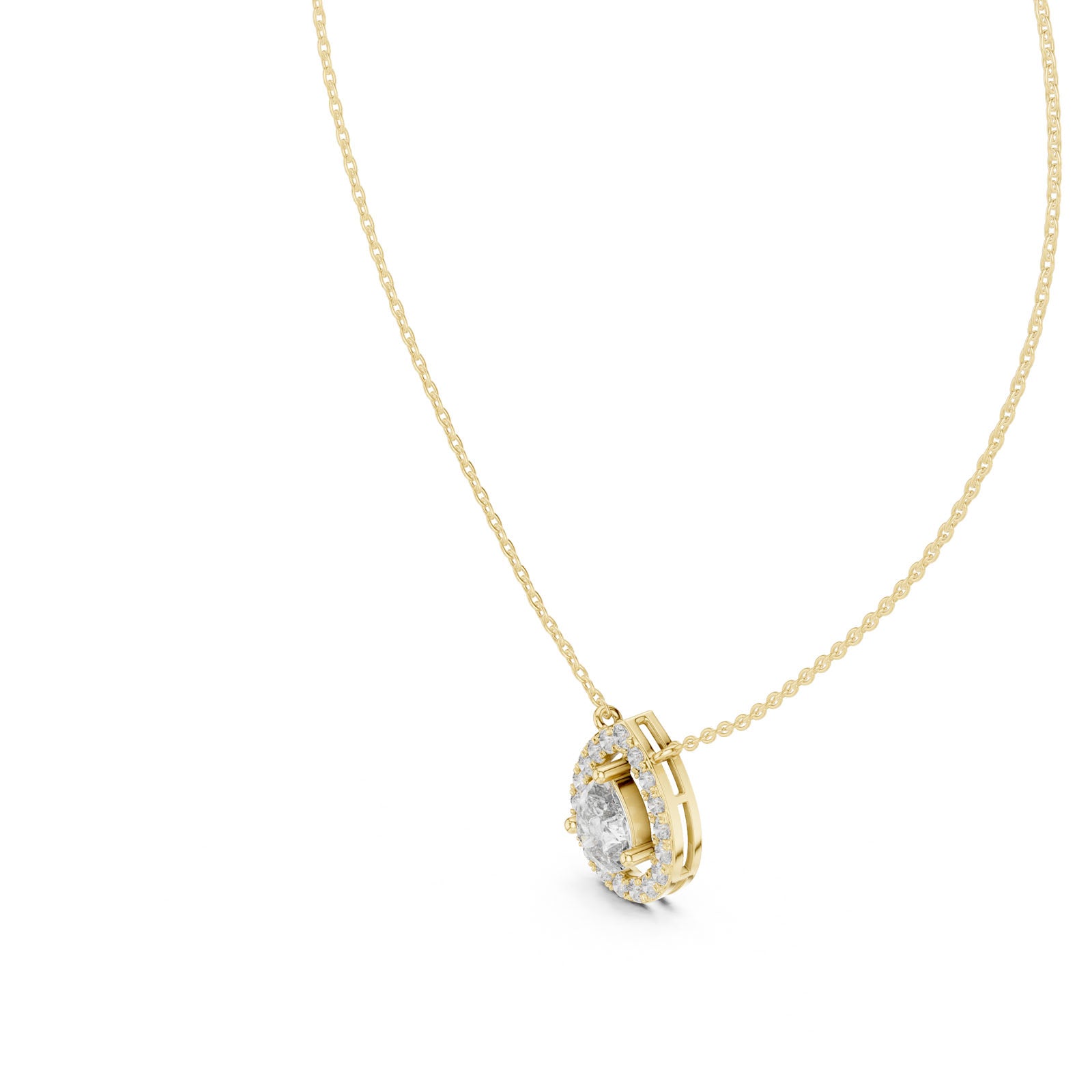1.95 Ct. Floating Pear Diamond Halo Pendant Necklace (GPD-0021) 3