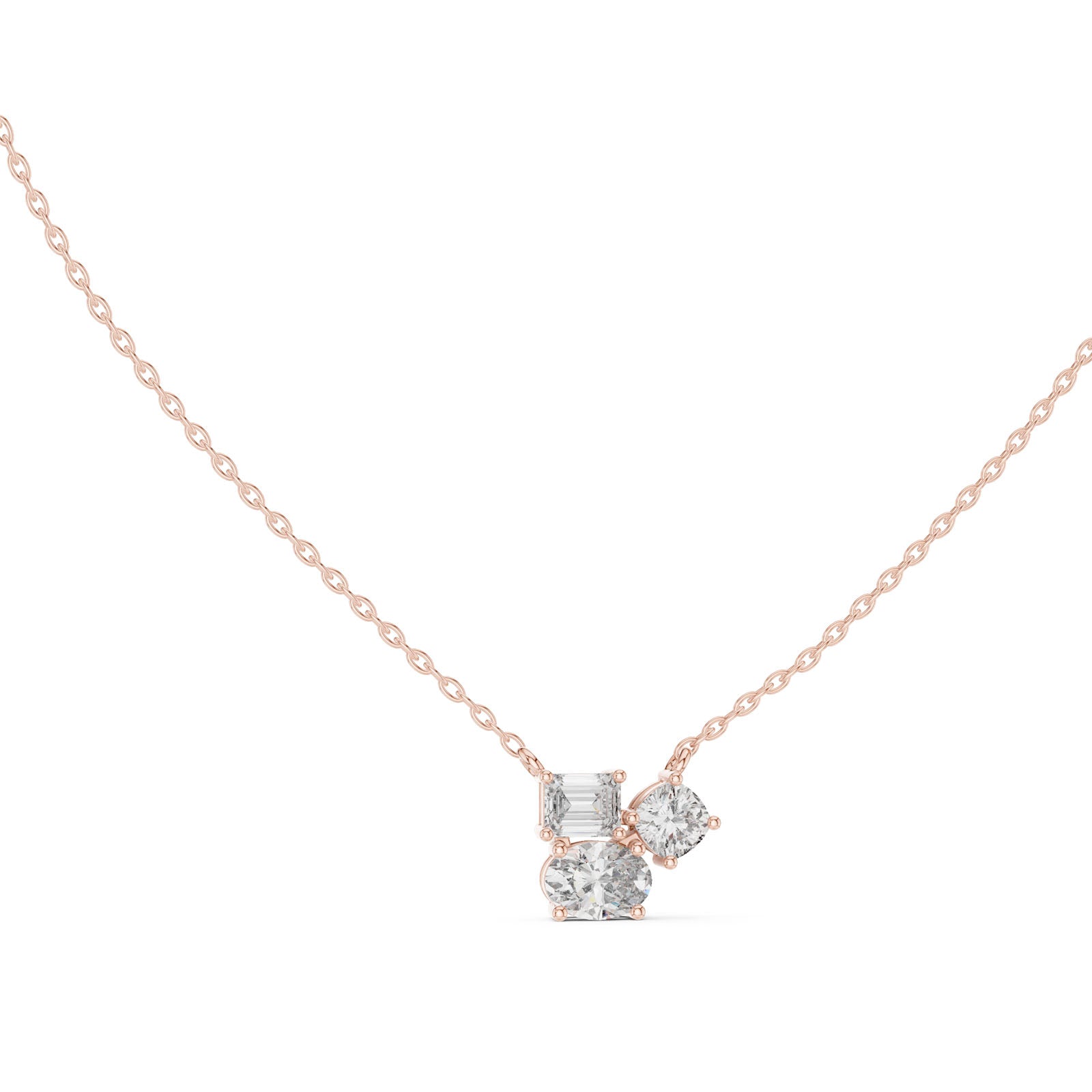1.50 Ct. Three-Stone Diamond Cluster Pendant Necklace (GPD-0022) 9