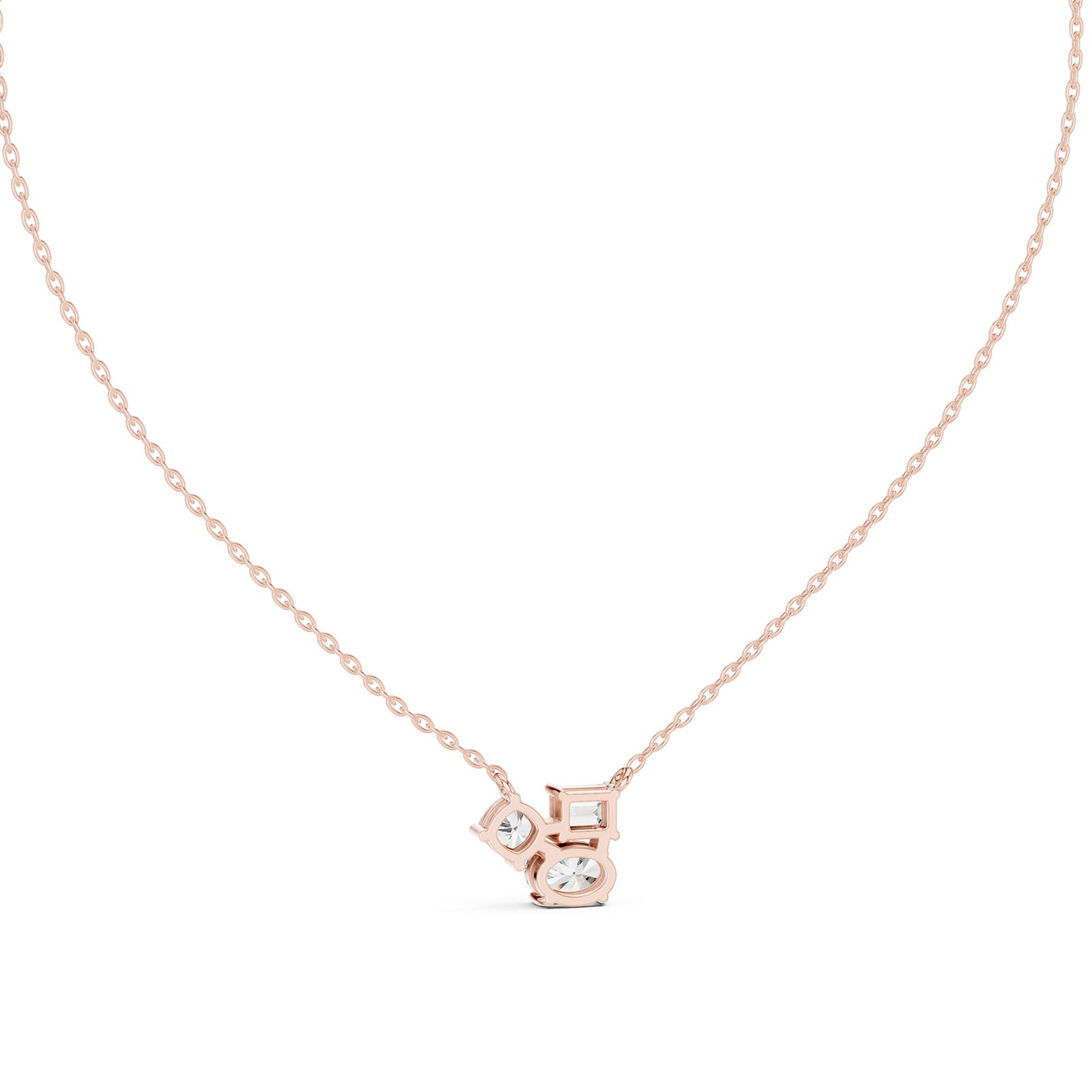 1.50 Ct. Three-Stone Diamond Cluster Pendant Necklace (GPD-0022) 4