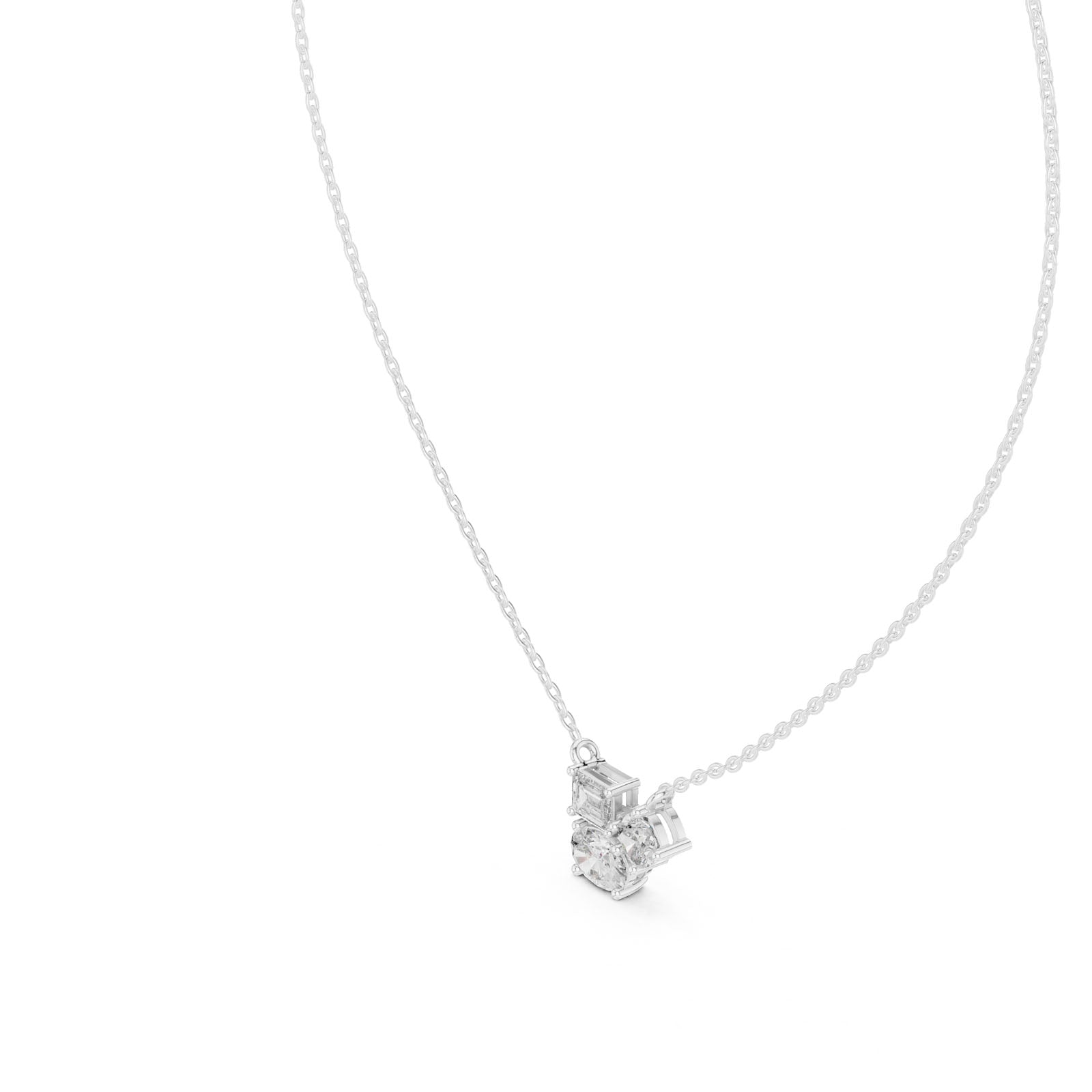 1.50 Ct. Three-Stone Diamond Cluster Pendant Necklace (GPD-0022) 5