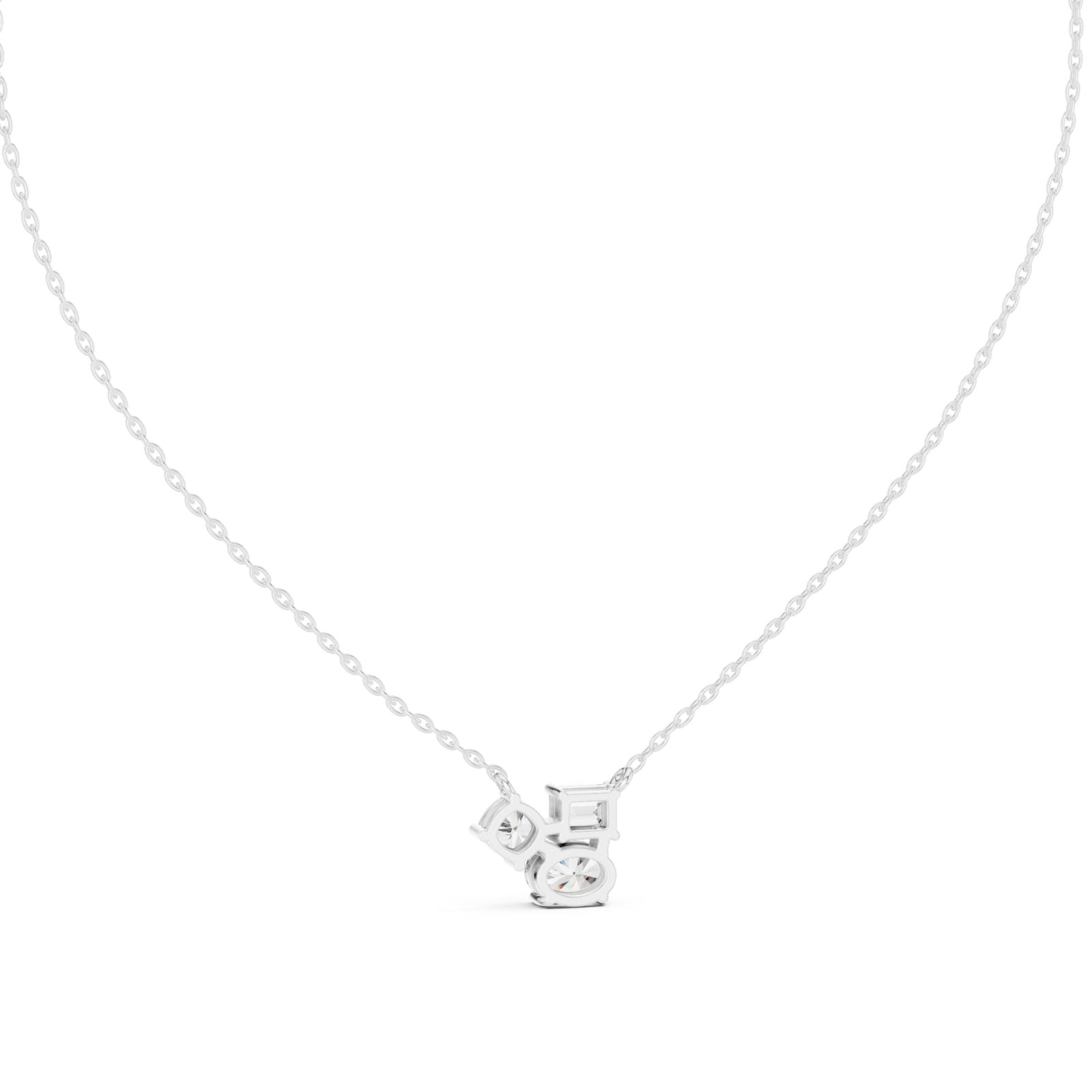 1.50 Ct. Three-Stone Diamond Cluster Pendant Necklace (GPD-0022) 7