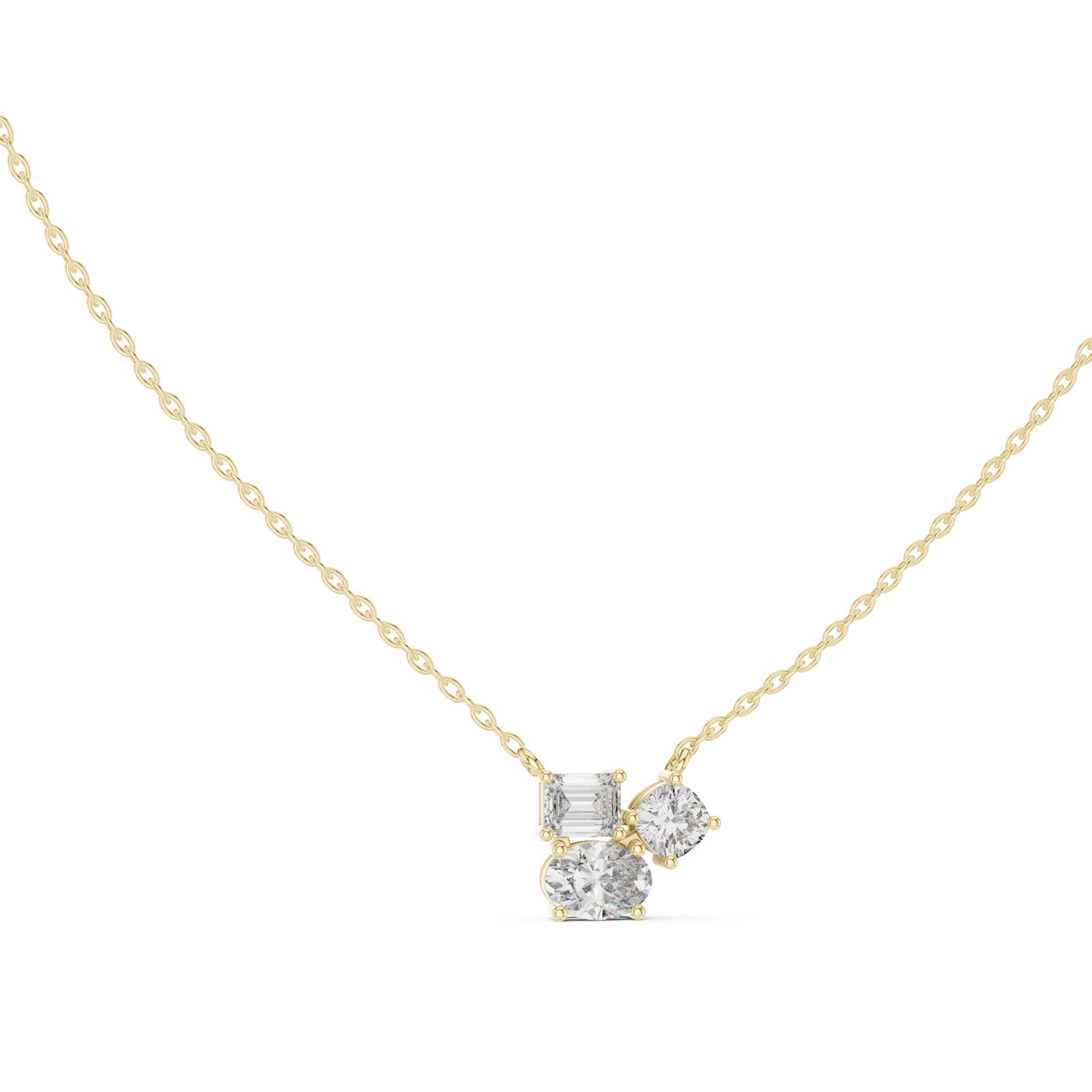 1.50 Ct. Three-Stone Diamond Cluster Pendant Necklace (GPD-0022) 10