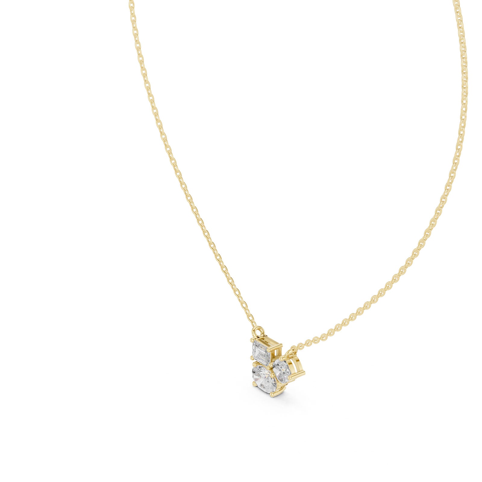 1.50 Ct. Three-Stone Diamond Cluster Pendant Necklace (GPD-0022)
