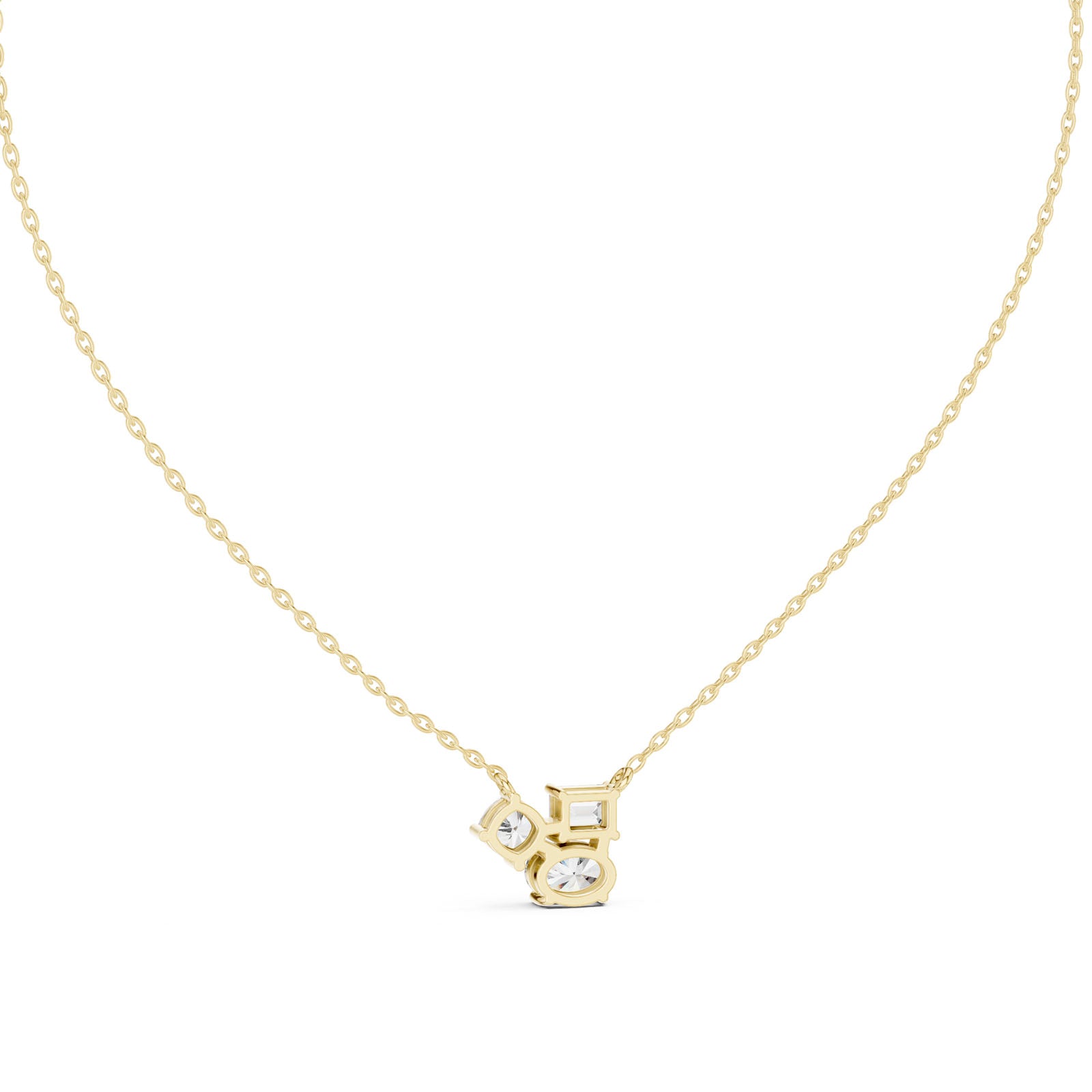 1.50 Ct. Three-Stone Diamond Cluster Pendant Necklace (GPD-0022) 11
