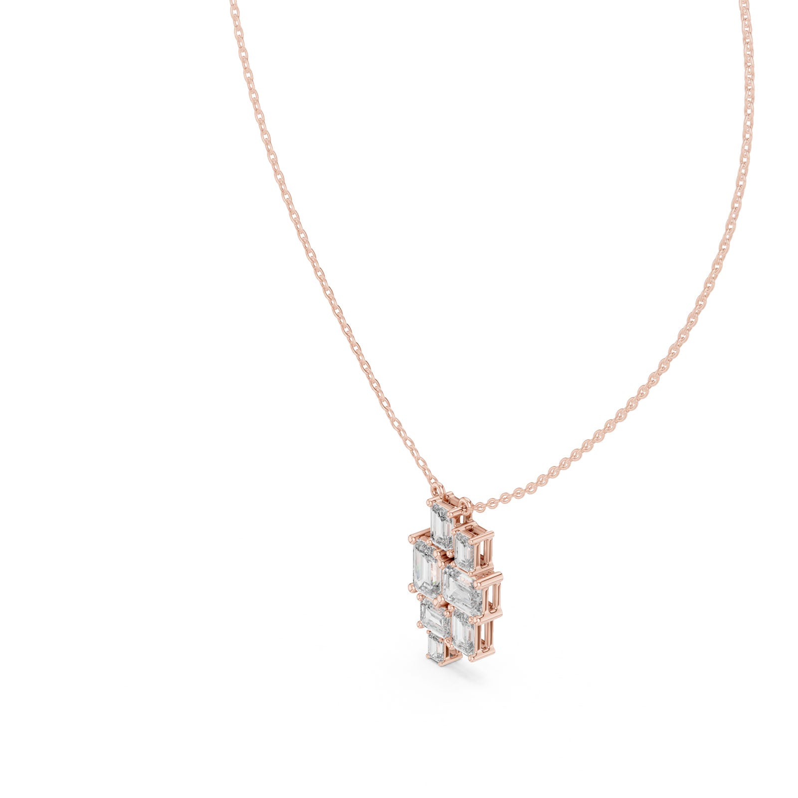 3.85 Ct. Emerald Cut Diamond Cluster Pendant Necklace (GPD-0023)