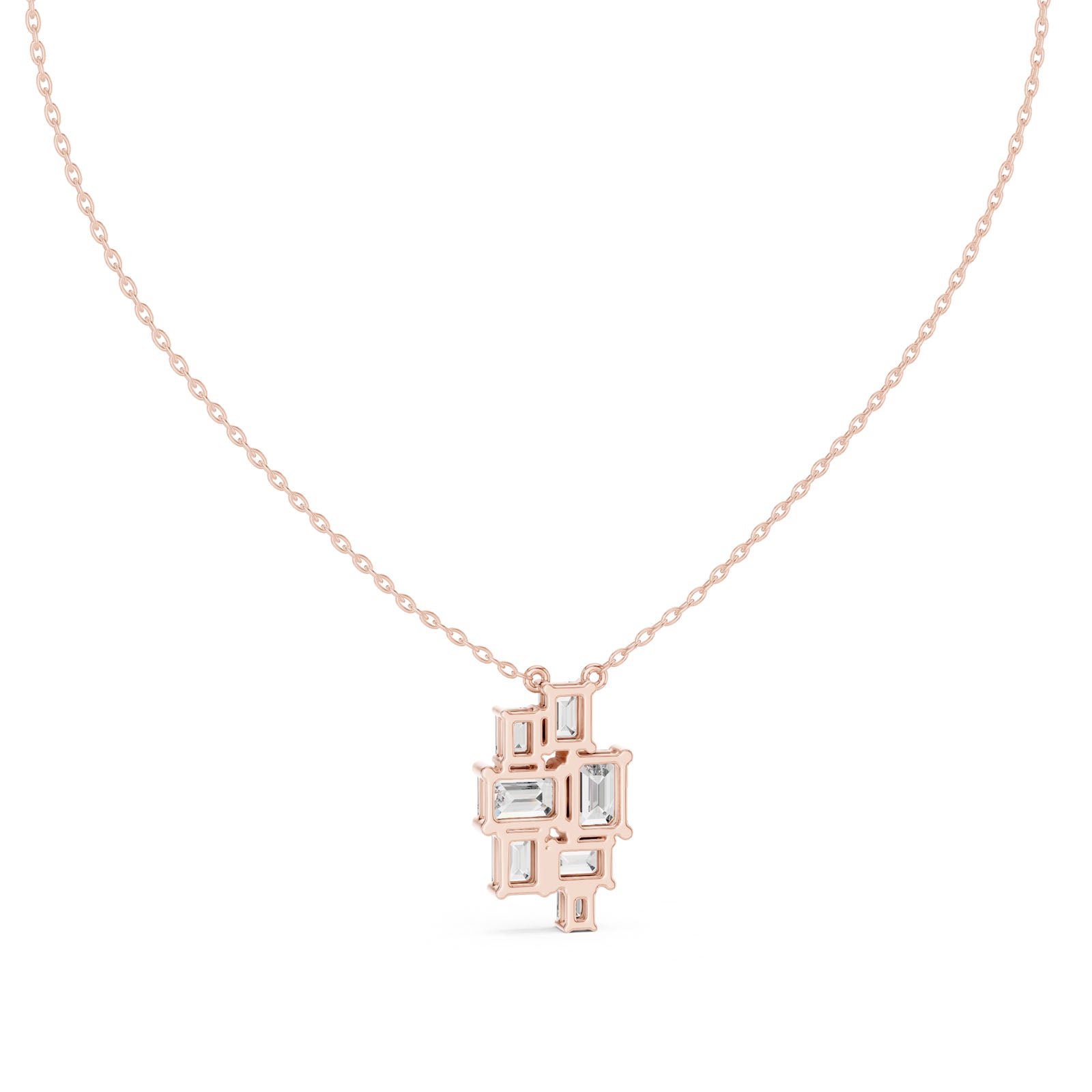 3.85 Ct. Emerald Cut Diamond Cluster Pendant Necklace (GPD-0023) 4