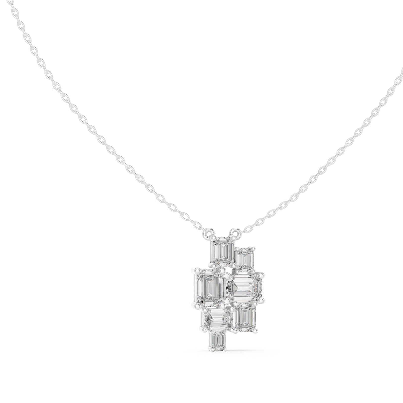 3.85 Ct. Emerald Cut Diamond Cluster Pendant Necklace (GPD-0023)