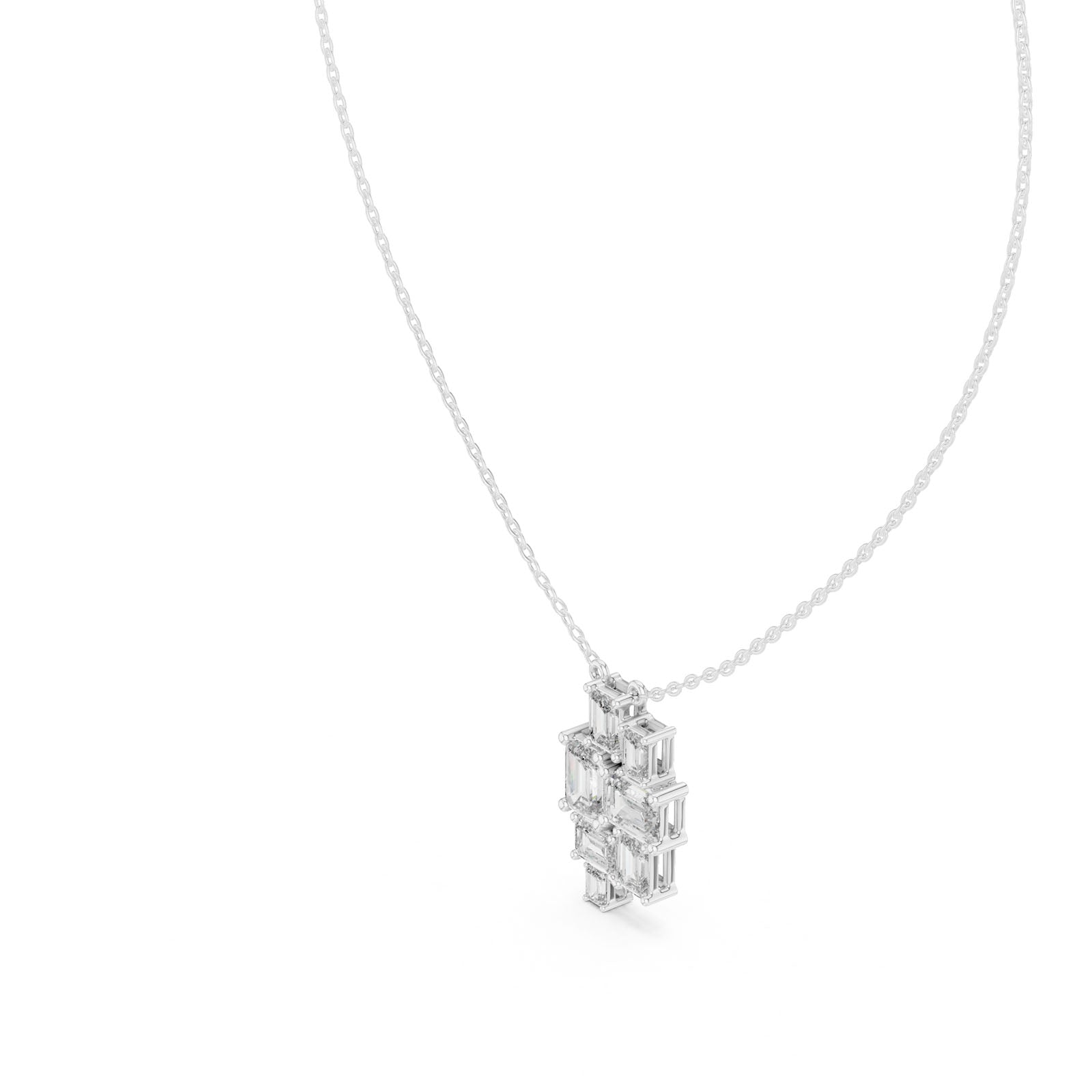 3.85 Ct. Emerald Cut Diamond Cluster Pendant Necklace (GPD-0023) 5
