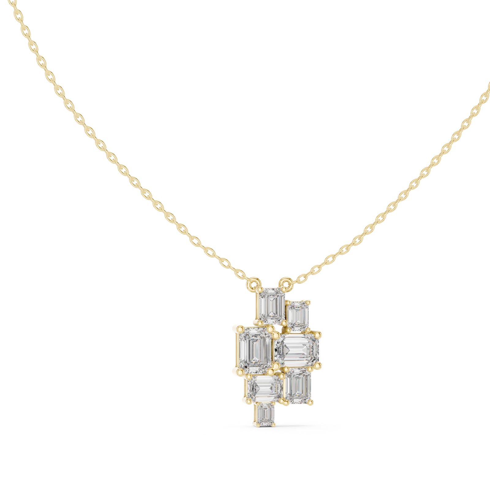 3.85 Ct. Emerald Cut Diamond Cluster Pendant Necklace (GPD-0023) 8