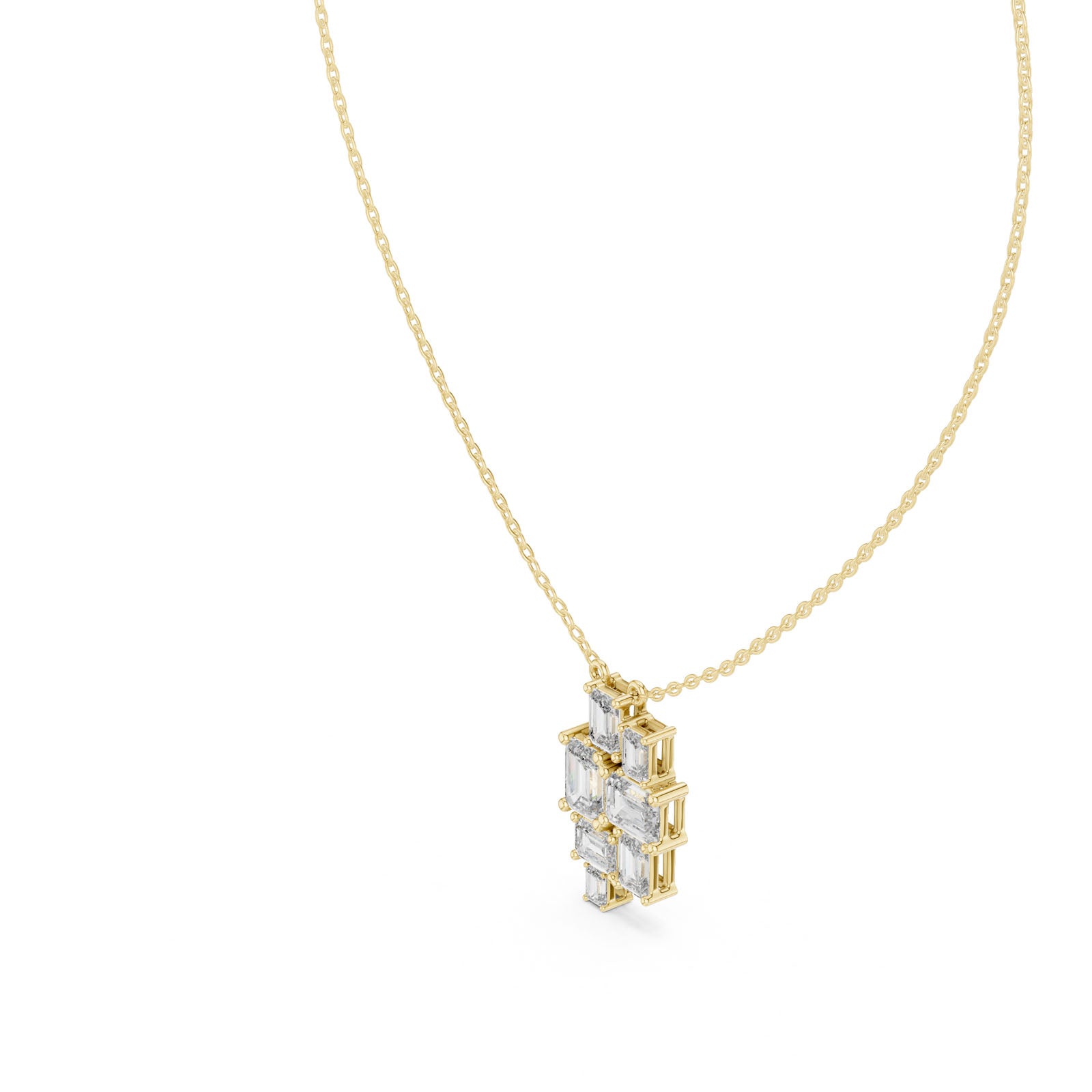 3.85 Ct. Emerald Cut Diamond Cluster Pendant Necklace (GPD-0023) 9