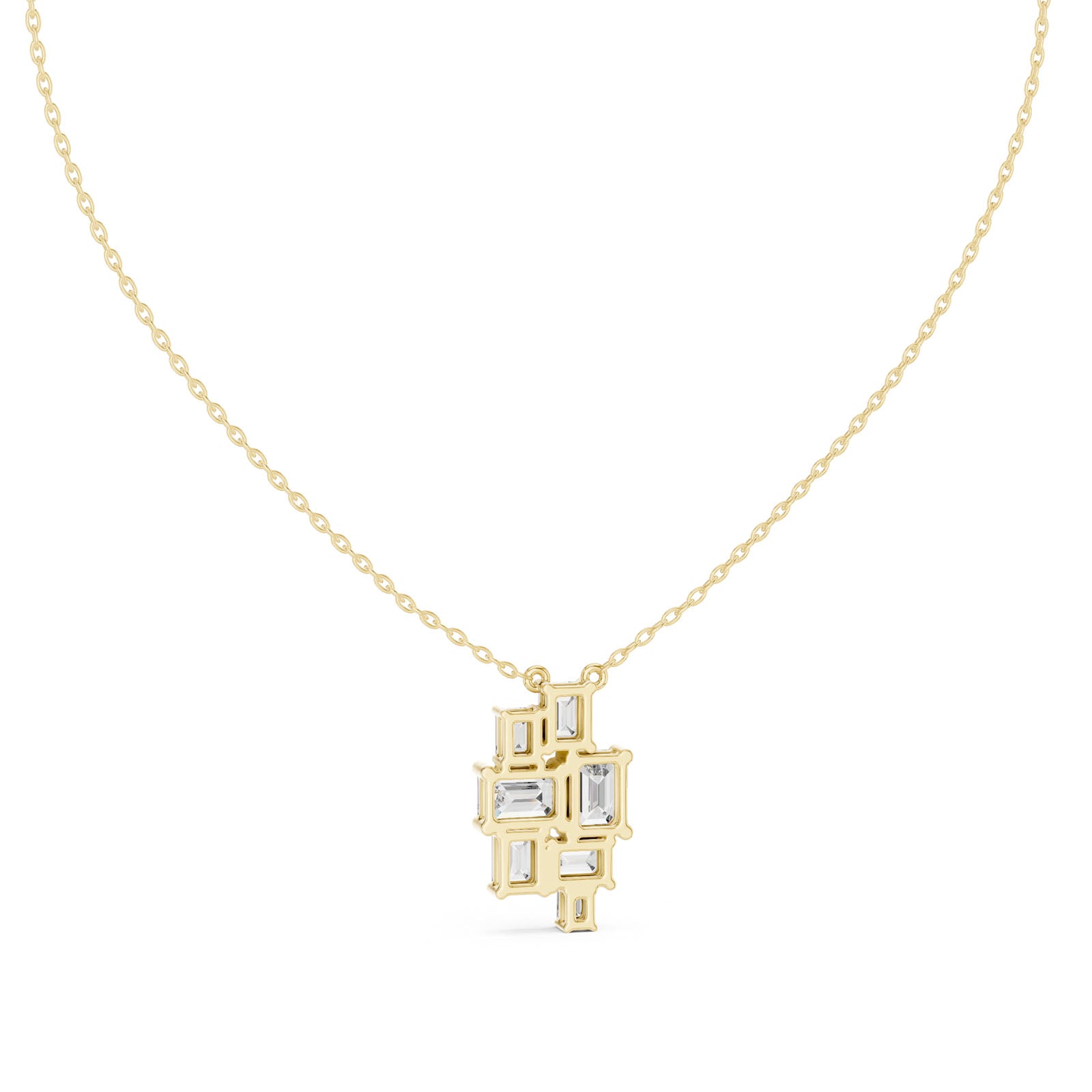 3.85 Ct. Emerald Cut Diamond Cluster Pendant Necklace (GPD-0023) 10