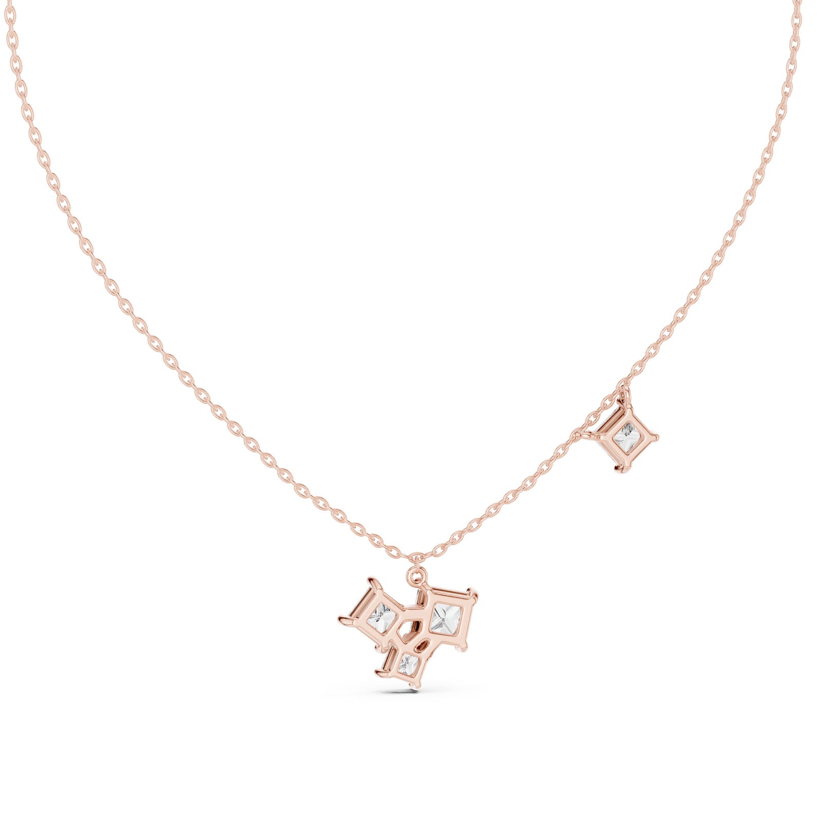2.55 Ct. Princess Cut Diamond Cluster Drop Necklace (GPD-0024) 5