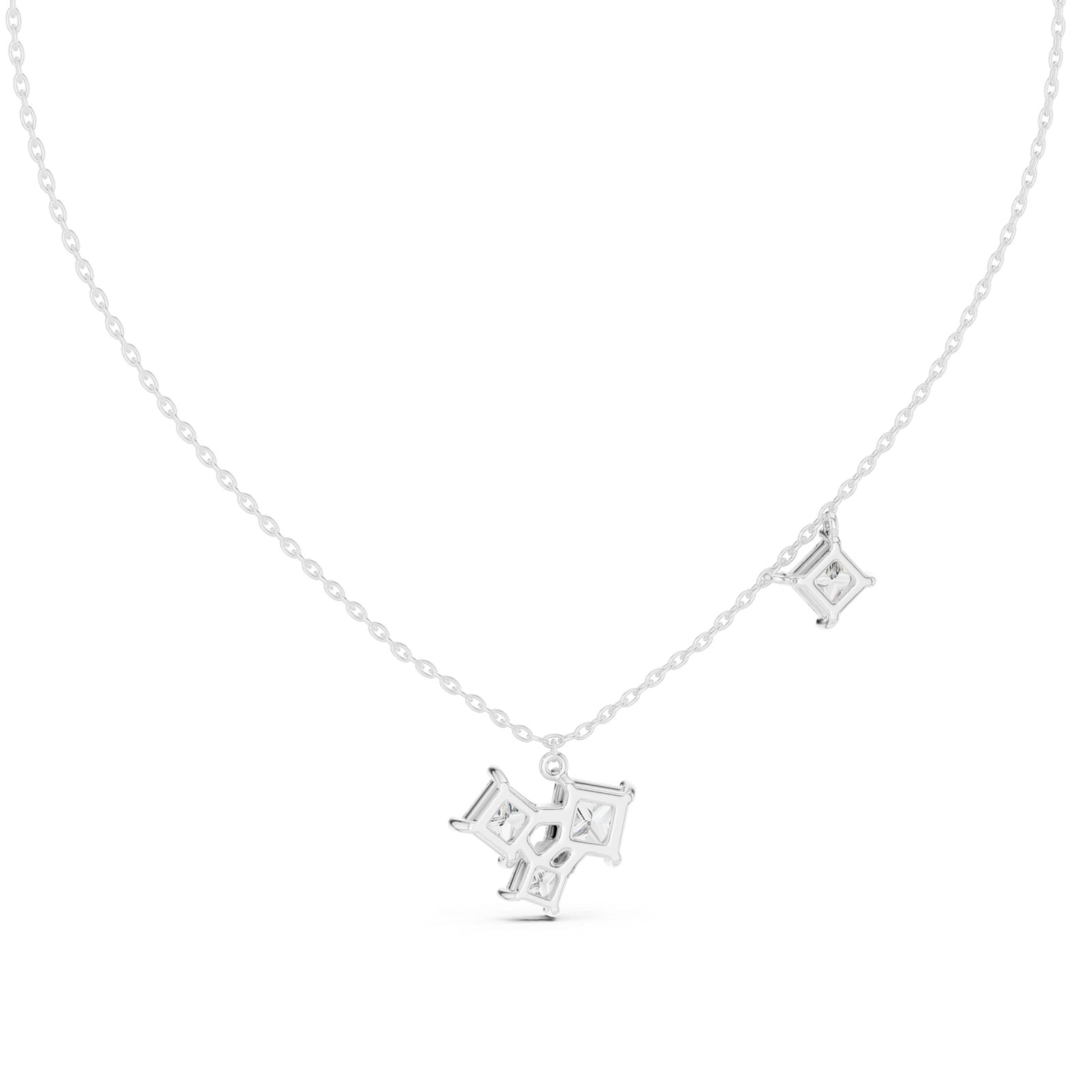 2.55 Ct. Princess Cut Diamond Cluster Drop Necklace (GPD-0024) 8
