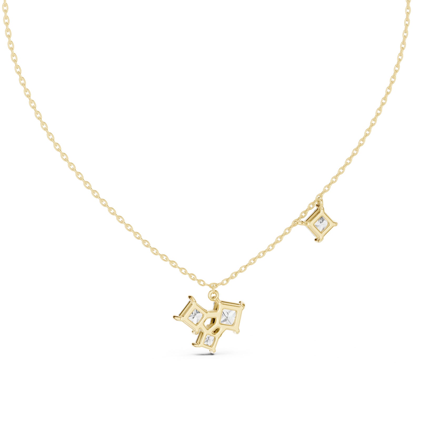 2.55 Ct. Princess Cut Diamond Cluster Drop Necklace (GPD-0024) 12