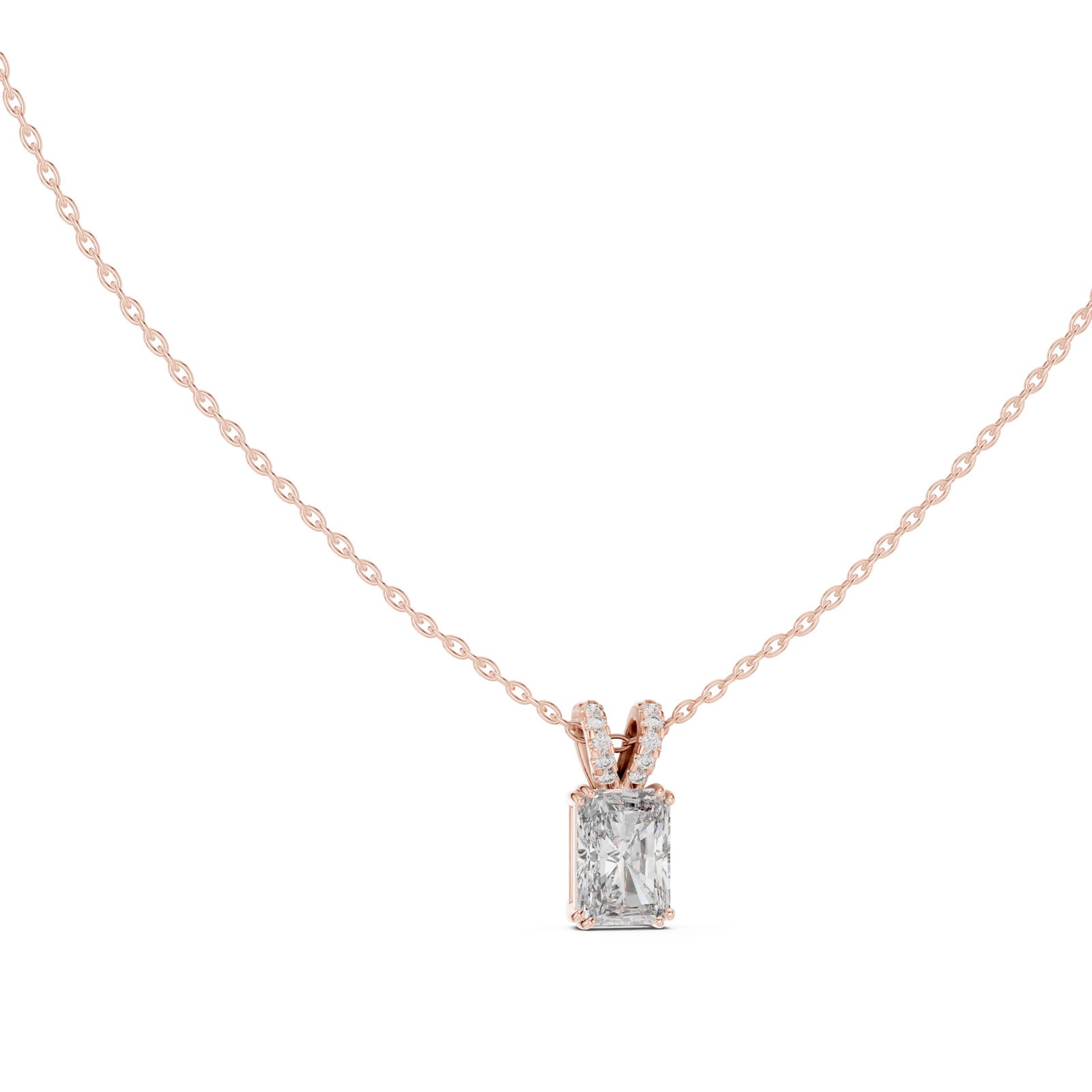 2.15 Ct. Radiant Cut Diamond Pendant with Pavé Double Bail (GPD-0026) 12