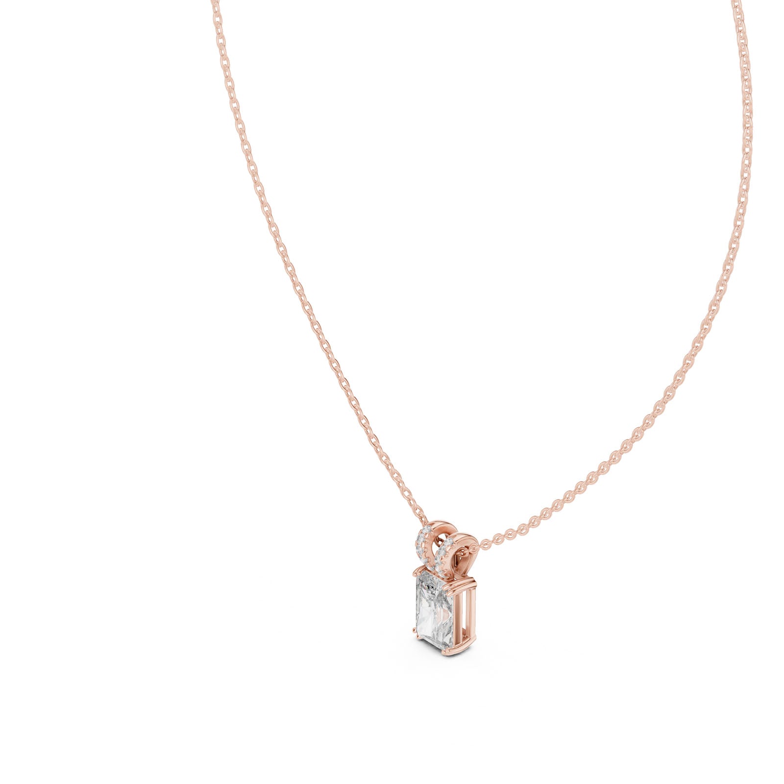 2.15 Ct. Radiant Cut Diamond Pendant with Pavé Double Bail (GPD-0026)