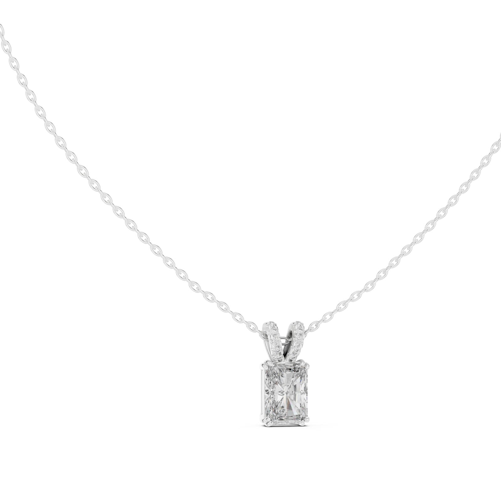 2.15 Ct. Radiant Cut Diamond Pendant with Pavé Double Bail (GPD-0026)