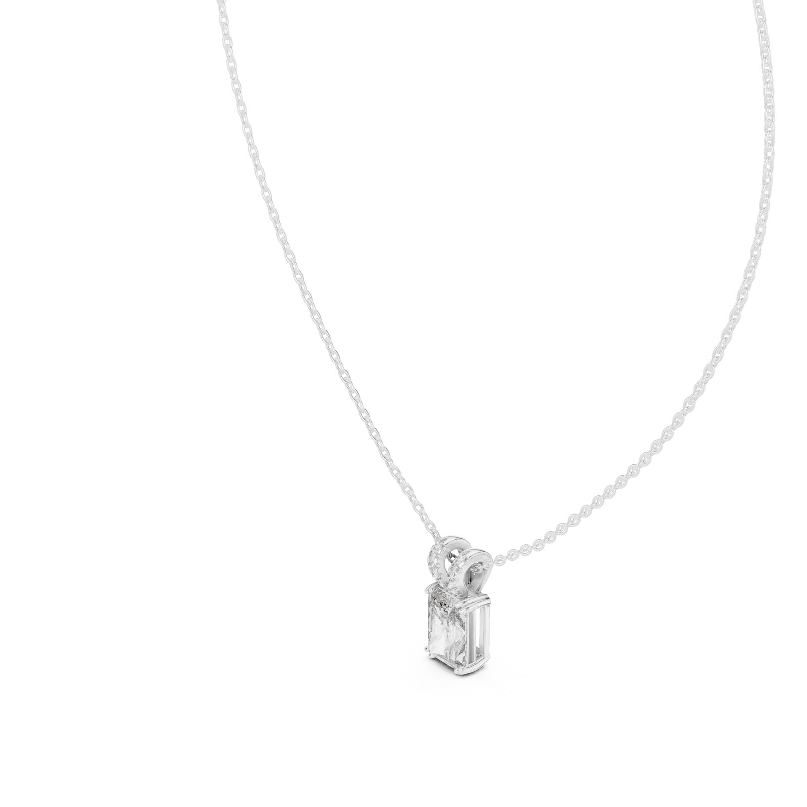 2.15 Ct. Radiant Cut Diamond Pendant with Pavé Double Bail (GPD-0026) 5
