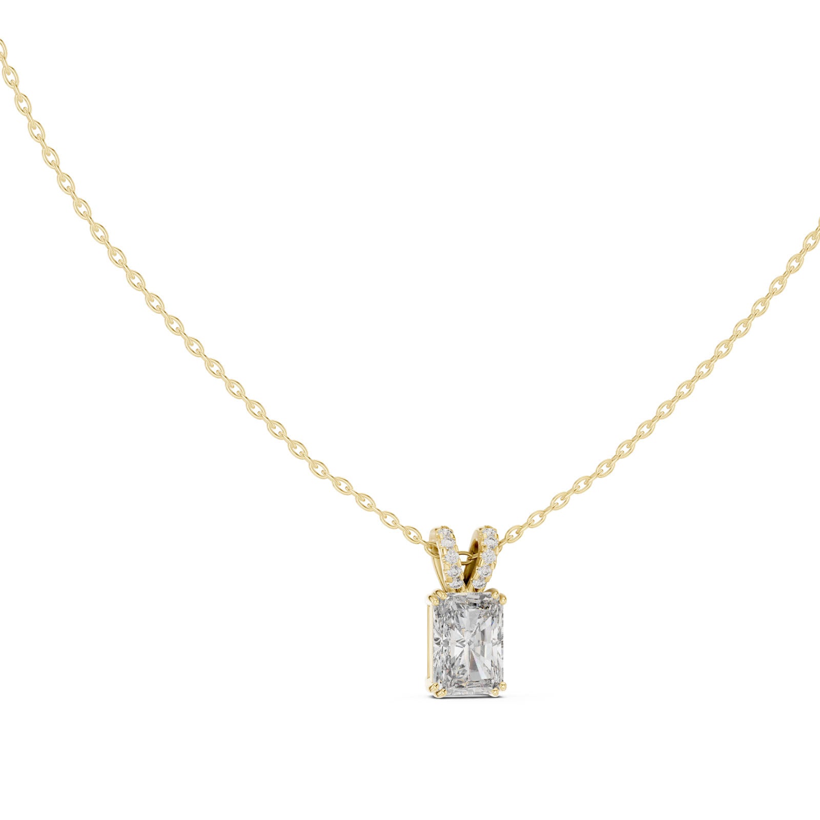 2.15 Ct. Radiant Cut Diamond Pendant with Pavé Double Bail (GPD-0026) 8