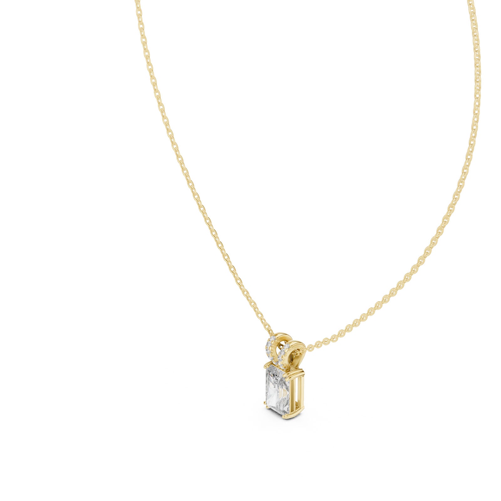 2.15 Ct. Radiant Cut Diamond Pendant with Pavé Double Bail (GPD-0026) 9