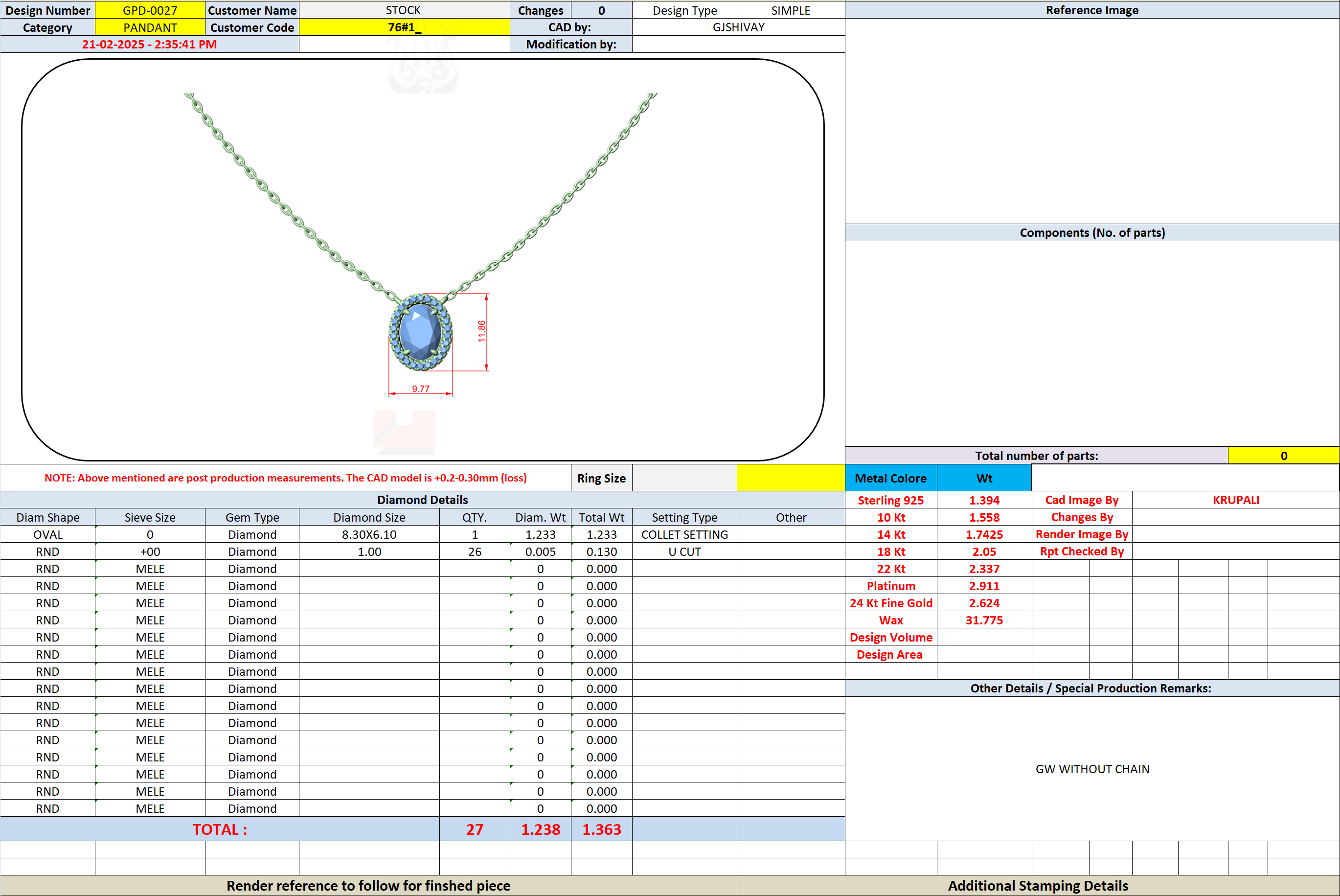 1.35 Ct. Oval Diamond Halo Pendant Necklace (GPD-0027) 13