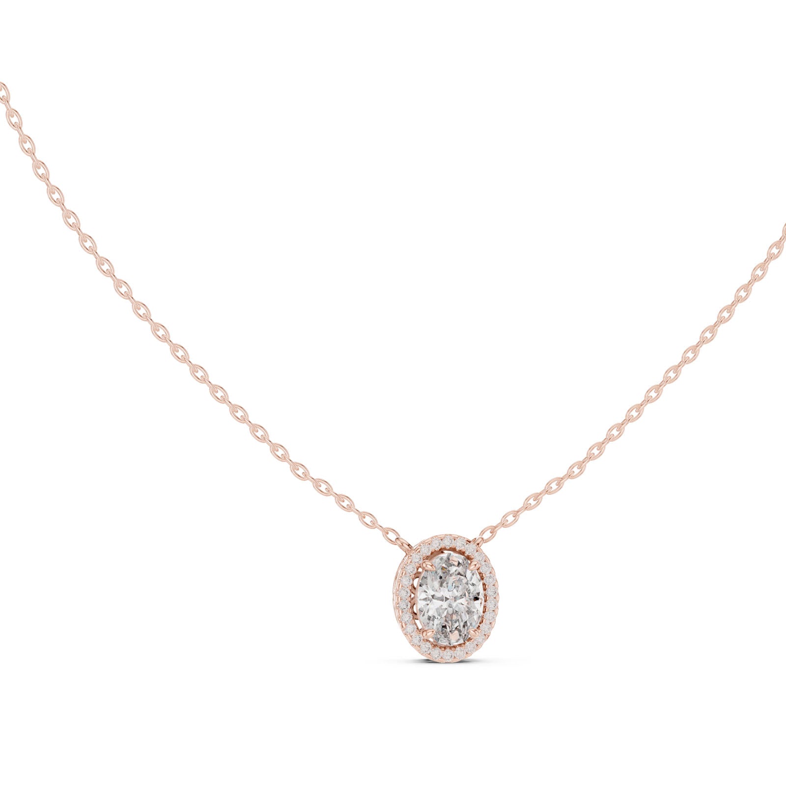 1.35 Ct. Oval Diamond Halo Pendant Necklace (GPD-0027)