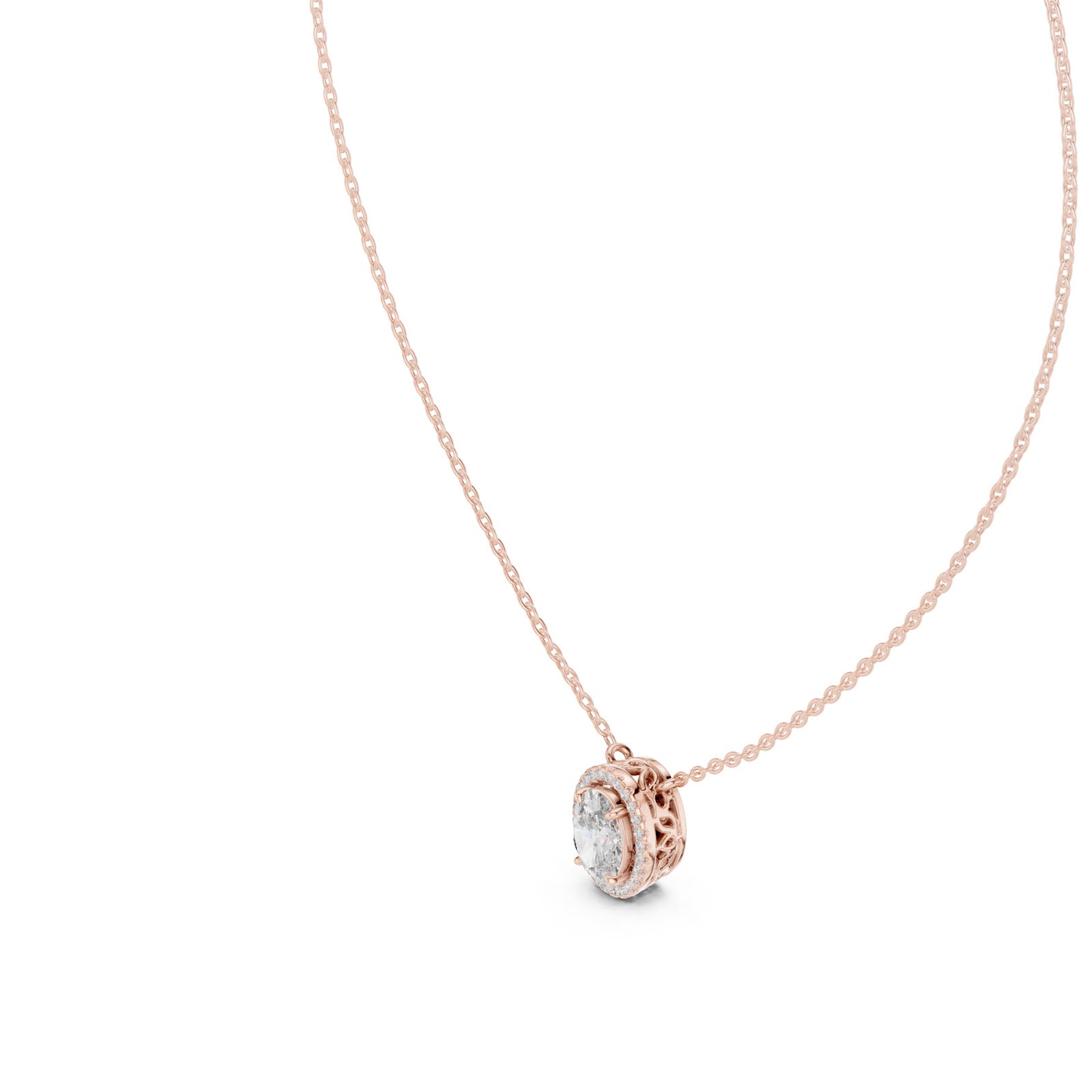 1.35 Ct. Oval Diamond Halo Pendant Necklace (GPD-0027) 4