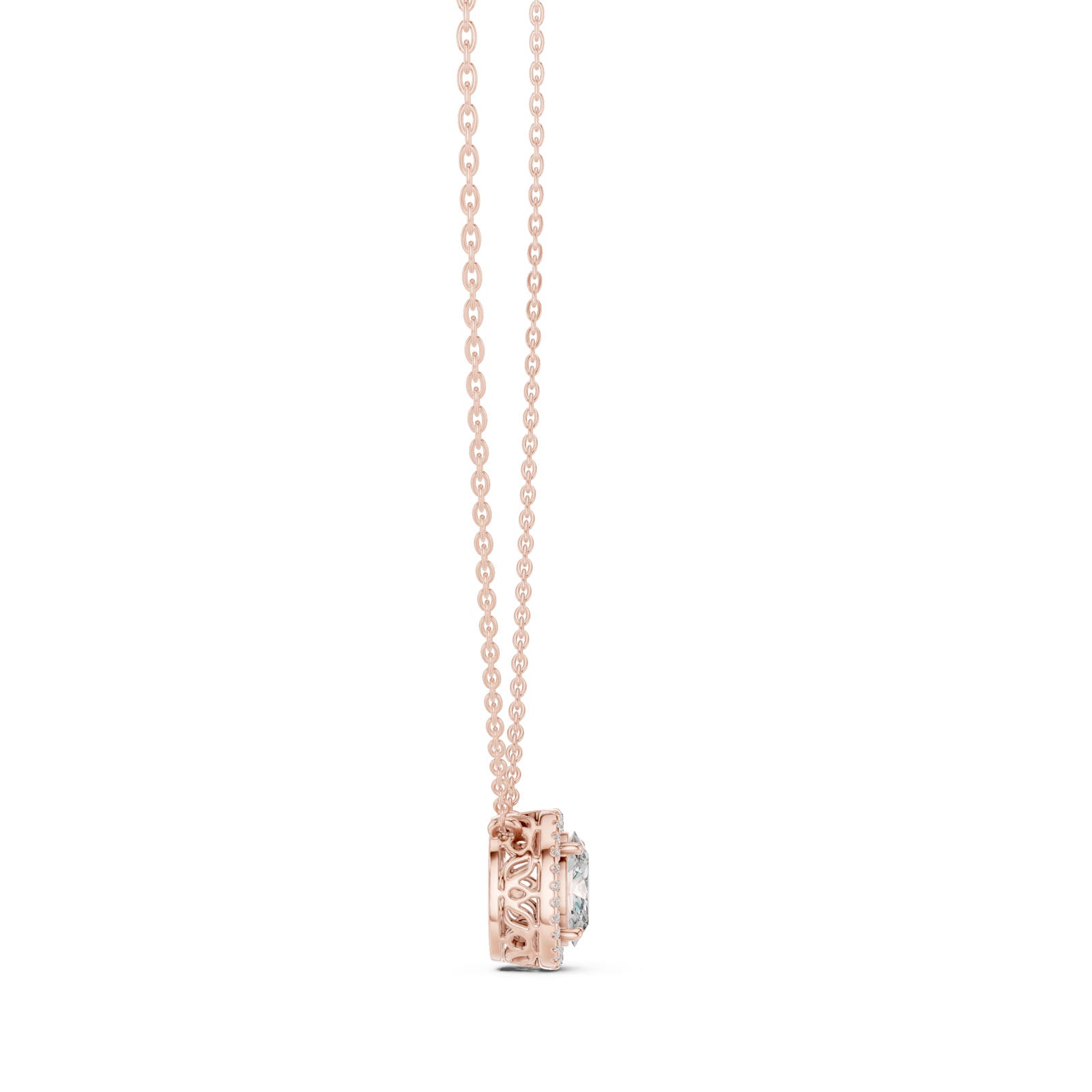 1.35 Ct. Oval Diamond Halo Pendant Necklace (GPD-0027) 3