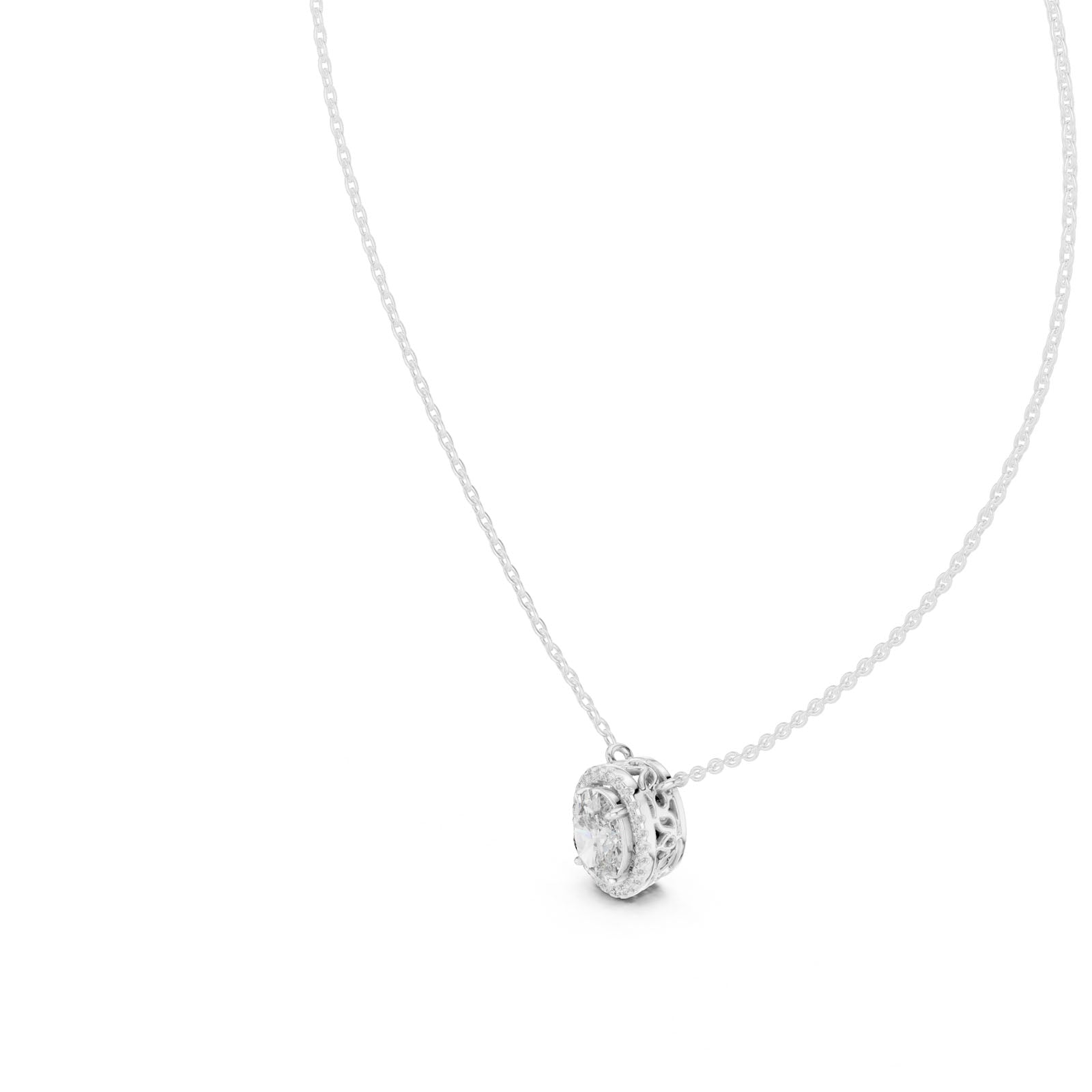 1.35 Ct. Oval Diamond Halo Pendant Necklace (GPD-0027)