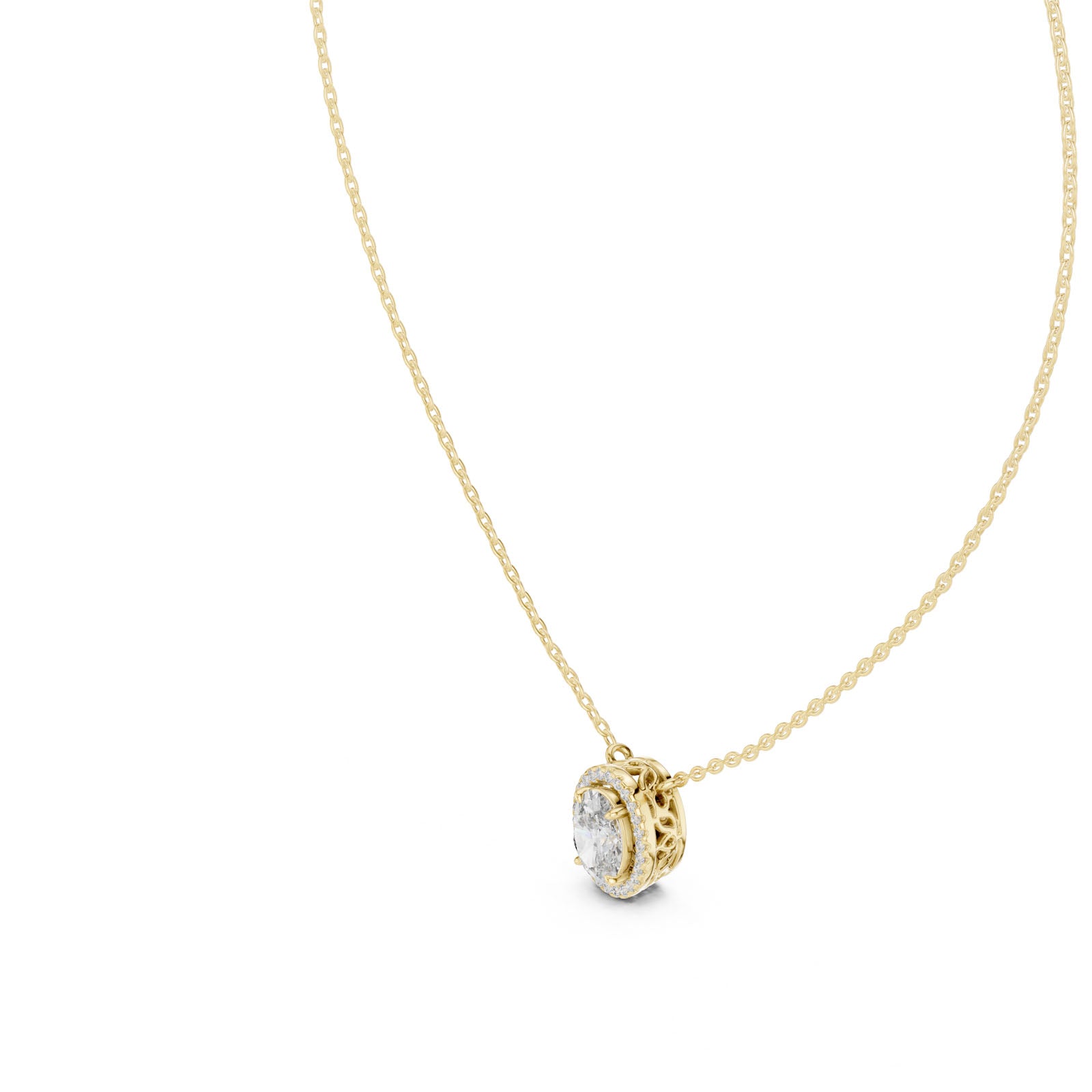 1.35 Ct. Oval Diamond Halo Pendant Necklace (GPD-0027) 10
