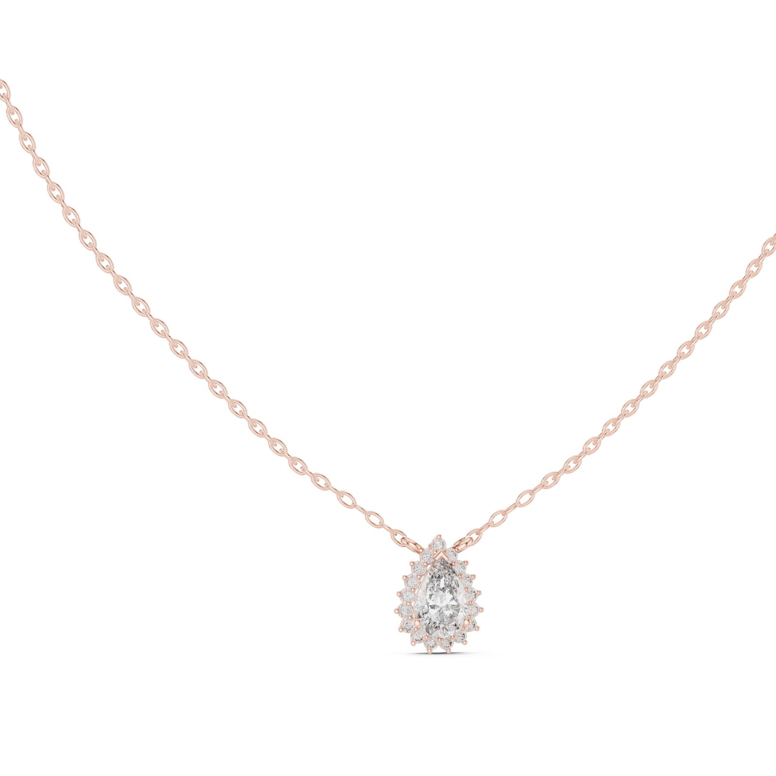 .85 Ct. Pear Diamond Halo Pendant Necklace (GPD-0028)