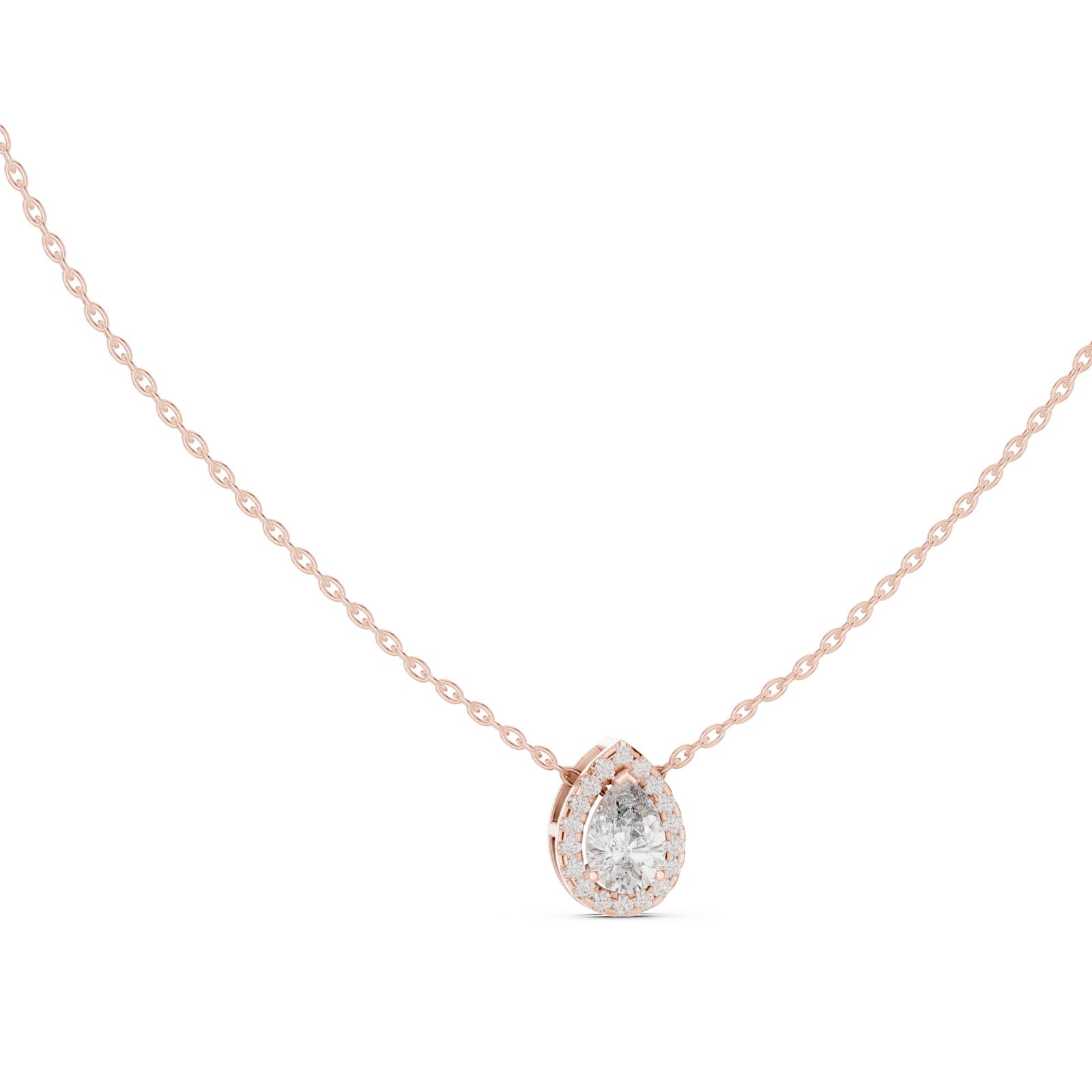 .88 Ct. Pear Shape Diamond Halo Pendant Necklace with Pavé Setting (GPD-0029) 9