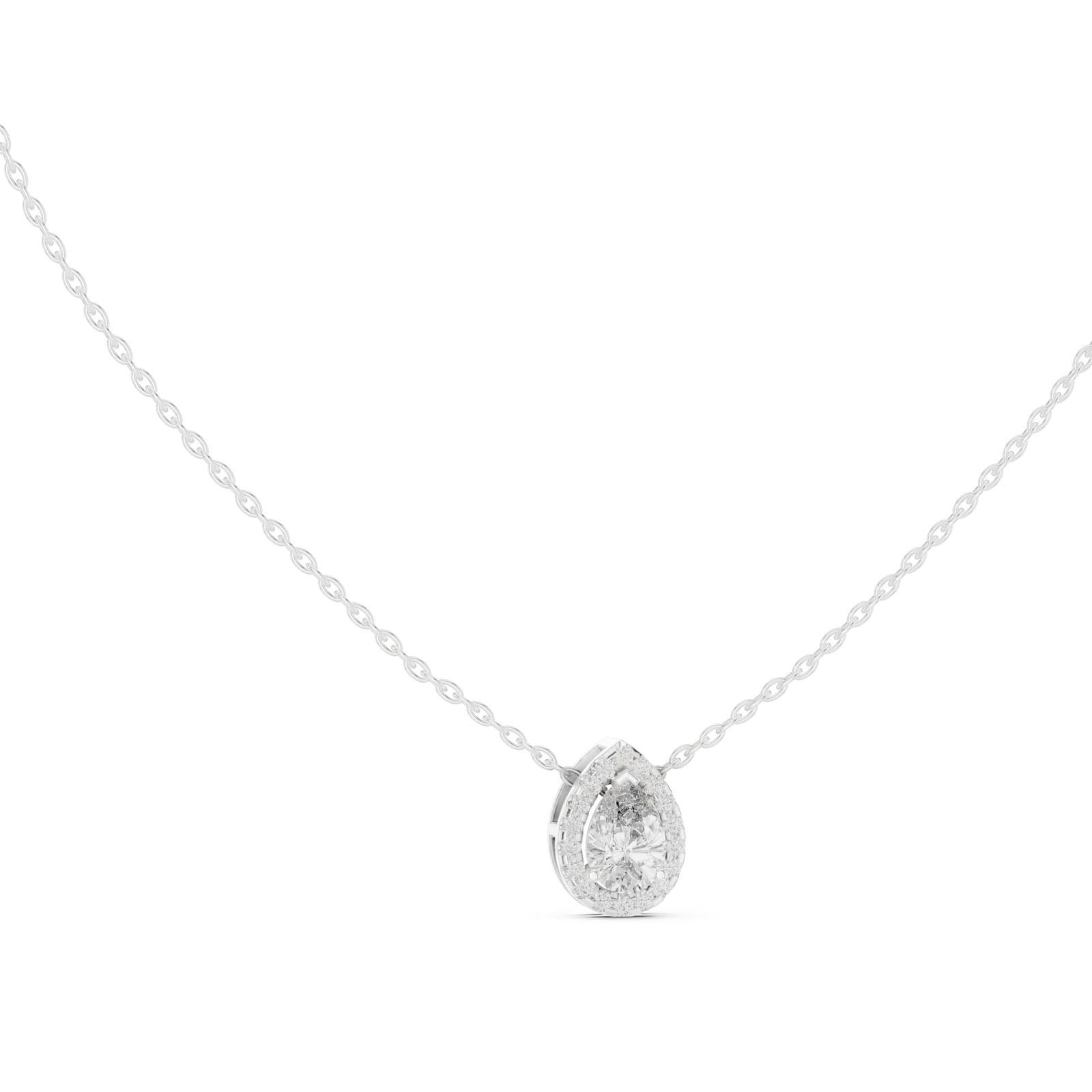 .88 Ct. Pear Shape Diamond Halo Pendant Necklace with Pavé Setting (GPD-0029)