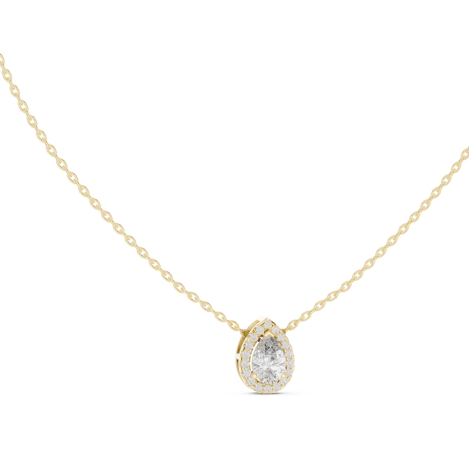 .88 Ct. Pear Shape Diamond Halo Pendant Necklace with Pavé Setting (GPD-0029) 7