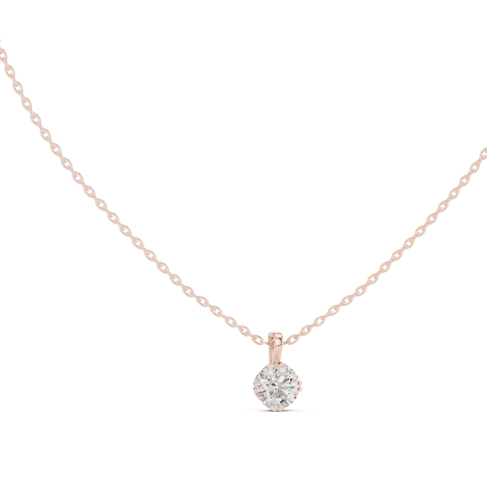 1.00 Ct. Round Diamond Solitaire Pendant Necklace with Tapered Bail (GPD-0037) 4