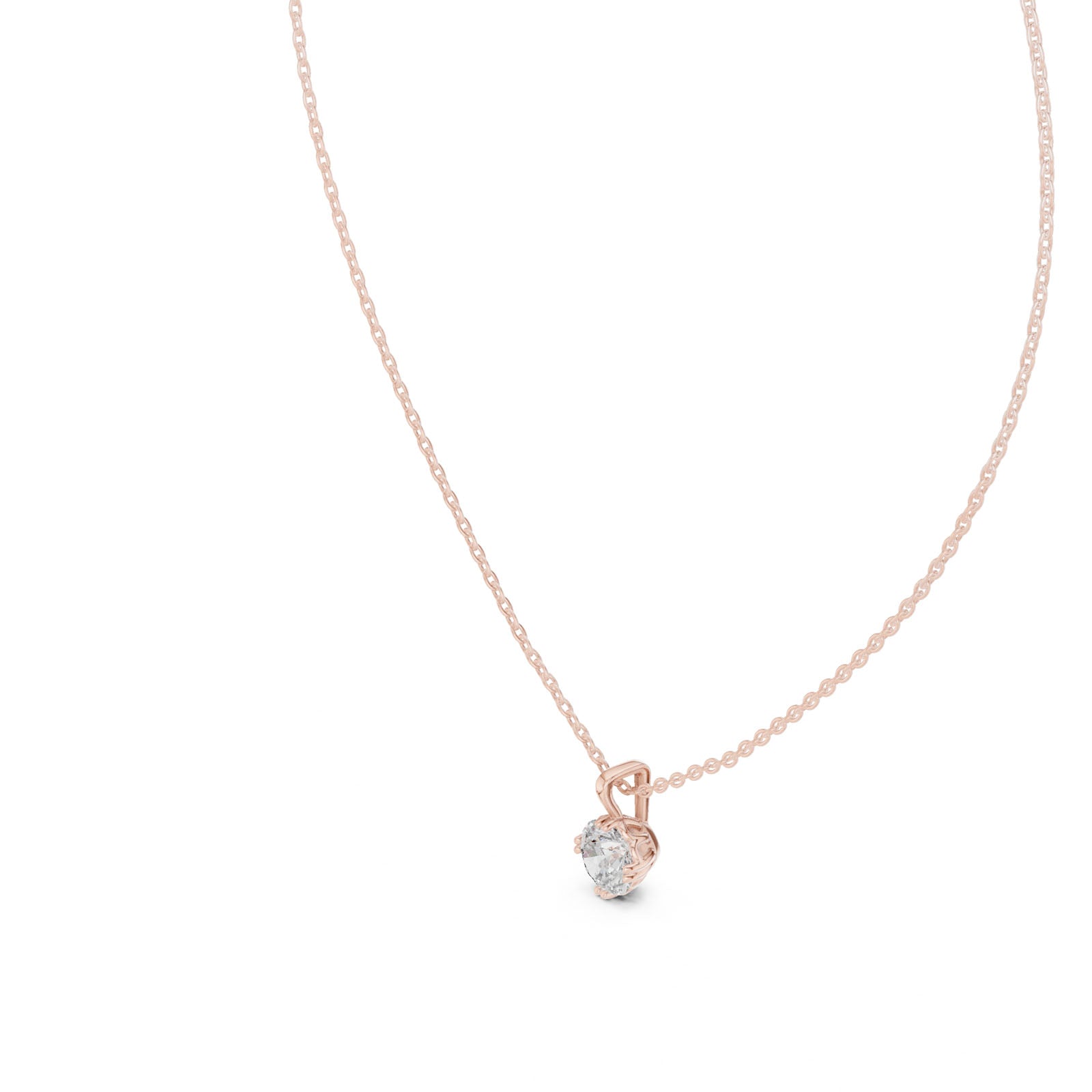 1.00 Ct. Round Diamond Solitaire Pendant Necklace with Tapered Bail (GPD-0037)