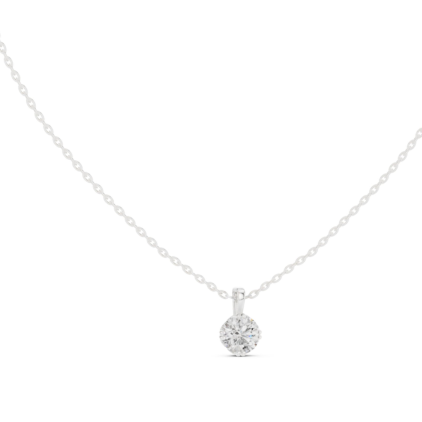 1.00 Ct. Round Diamond Solitaire Pendant Necklace with Tapered Bail (GPD-0037)