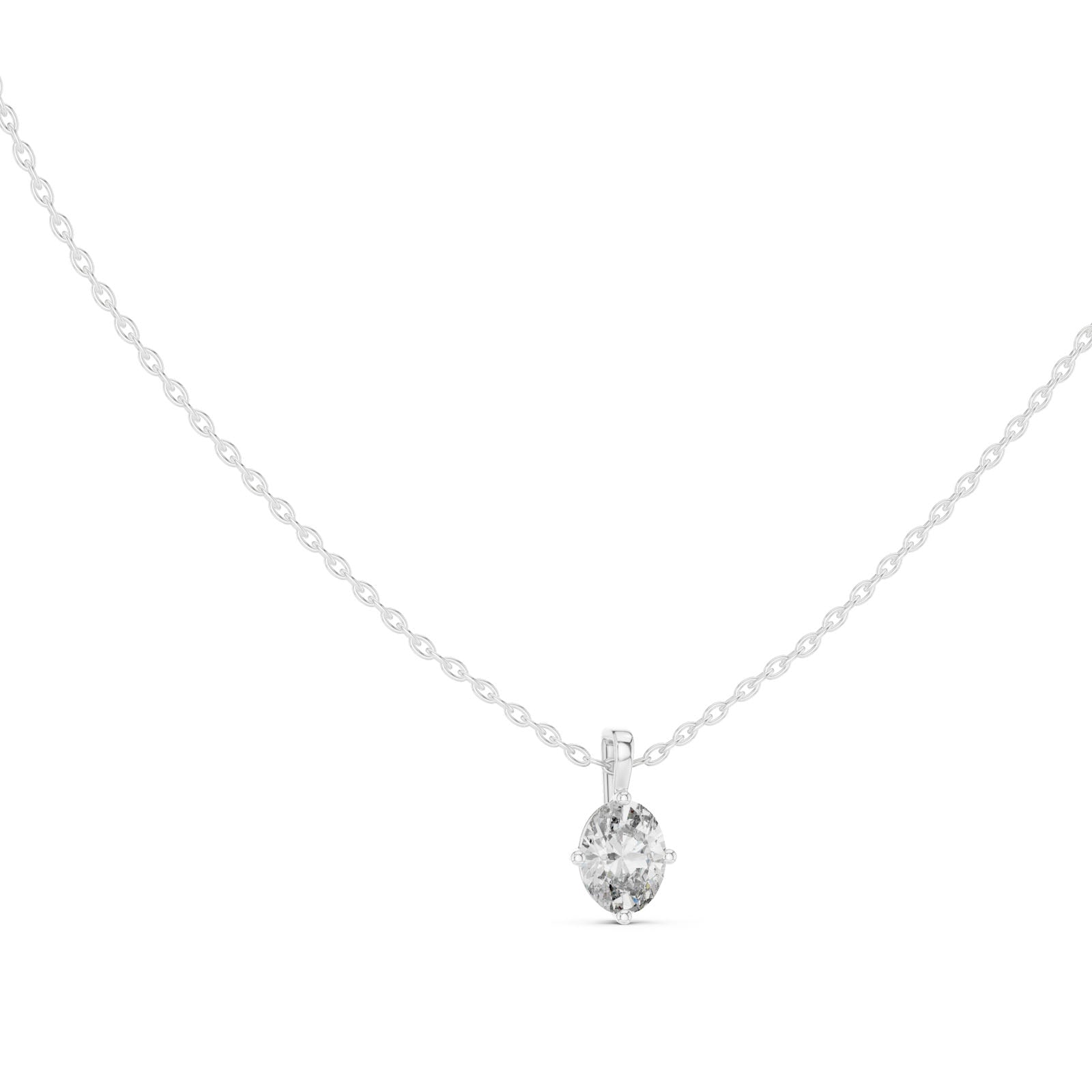 .50-1.00 Ct. Oval Diamond Solitaire Pendant Necklace (GPD-0046-0048)