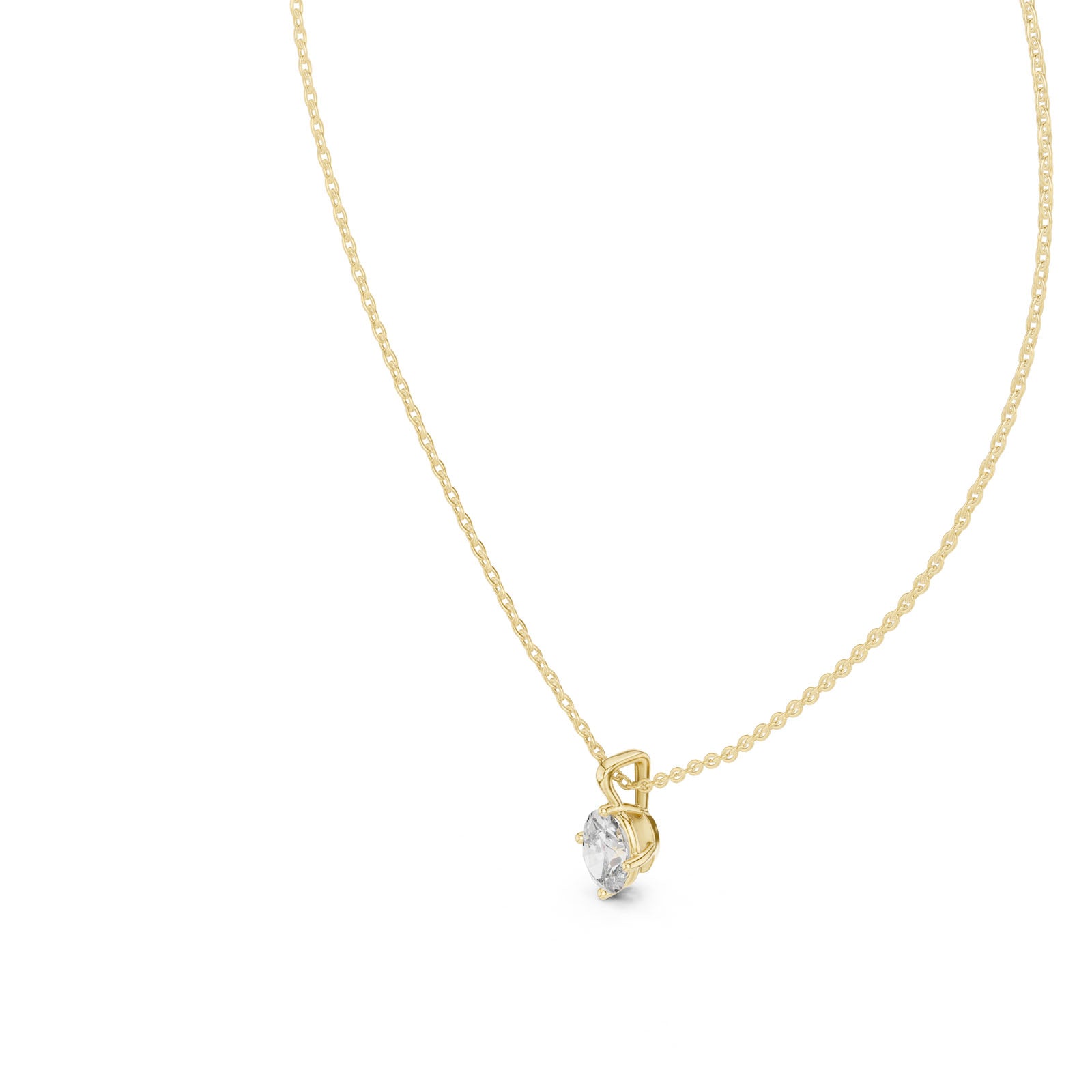 .50-1.00 Ct. Oval Diamond Solitaire Pendant Necklace (GPD-0046-0048)