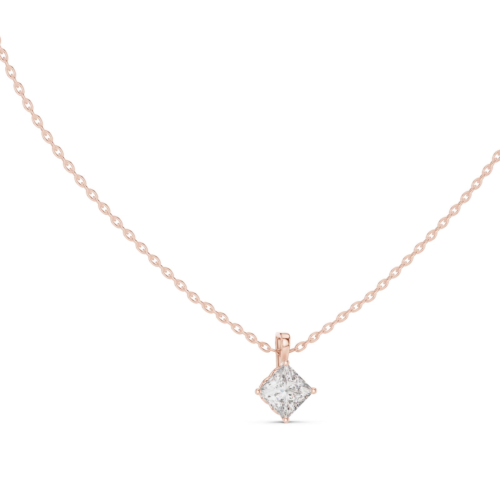 .50-1.00 Ct. Princess Cut Diamond Solitaire Pendant Necklace (GPD-0049-0051) 12