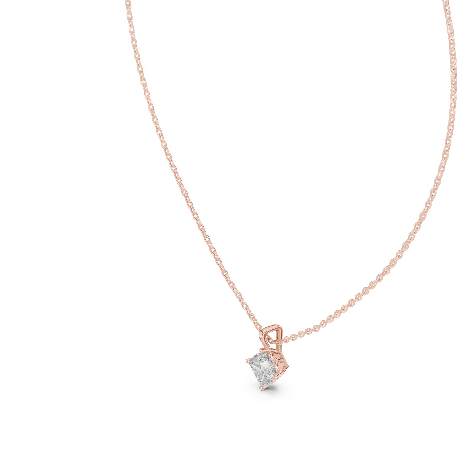 .50-1.00 Ct. Princess Cut Diamond Solitaire Pendant Necklace (GPD-0049-0051)