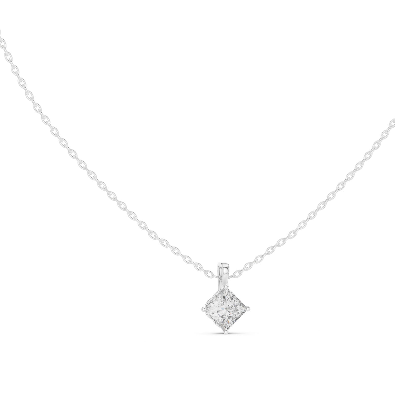 .50-1.00 Ct. Princess Cut Diamond Solitaire Pendant Necklace (GPD-0049-0051)