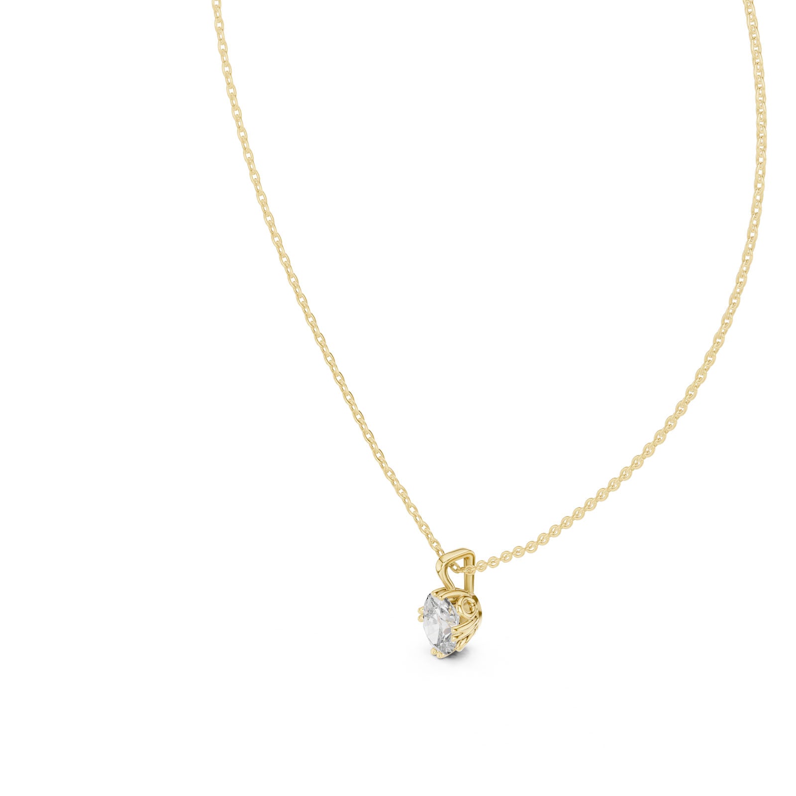 .50-1.00 Ct. Oval Diamond Solitaire Pendant Necklace (GPD-0052-0054)