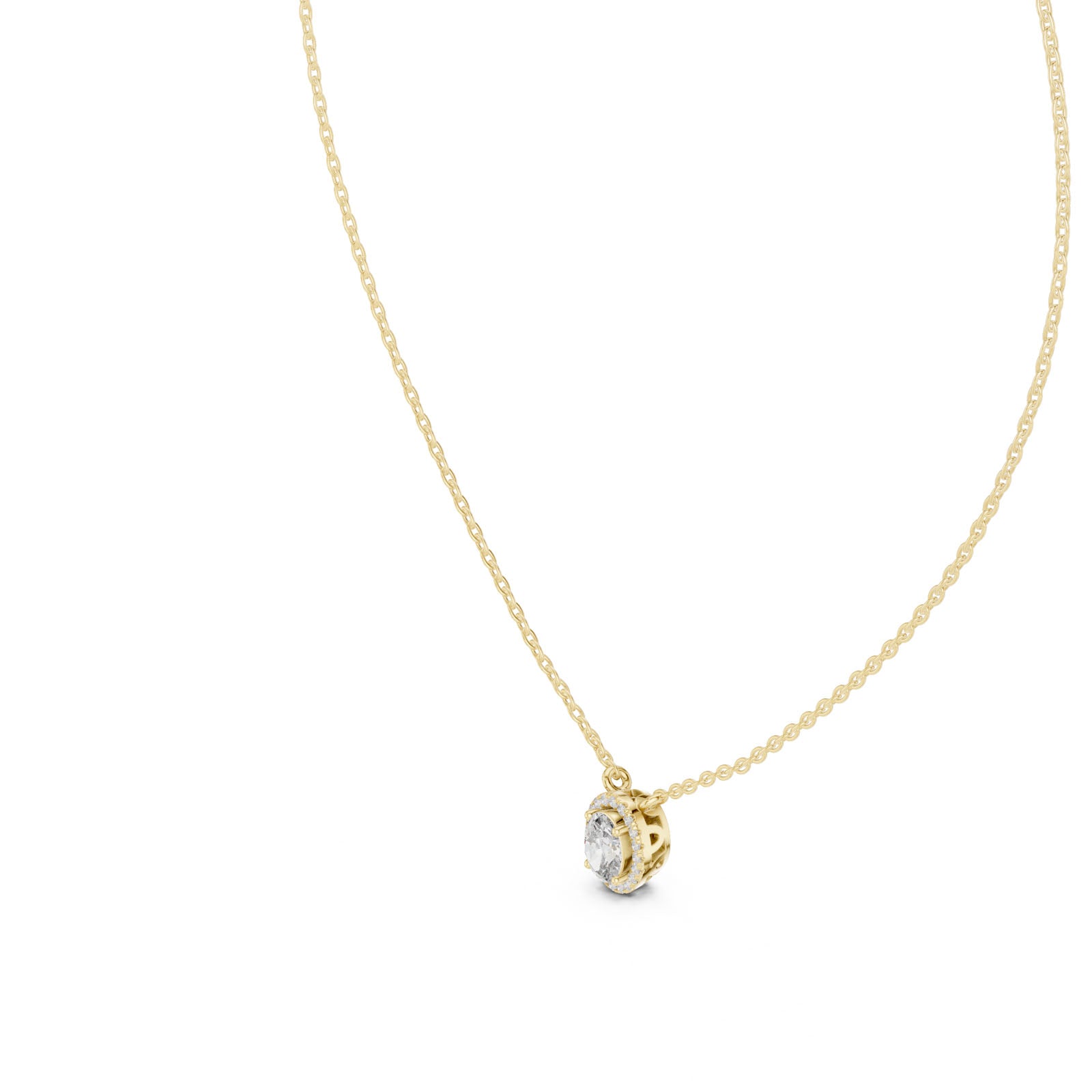 .65 Ct. Oval Cut Diamond Halo Pendant Necklace (GPD-0061)